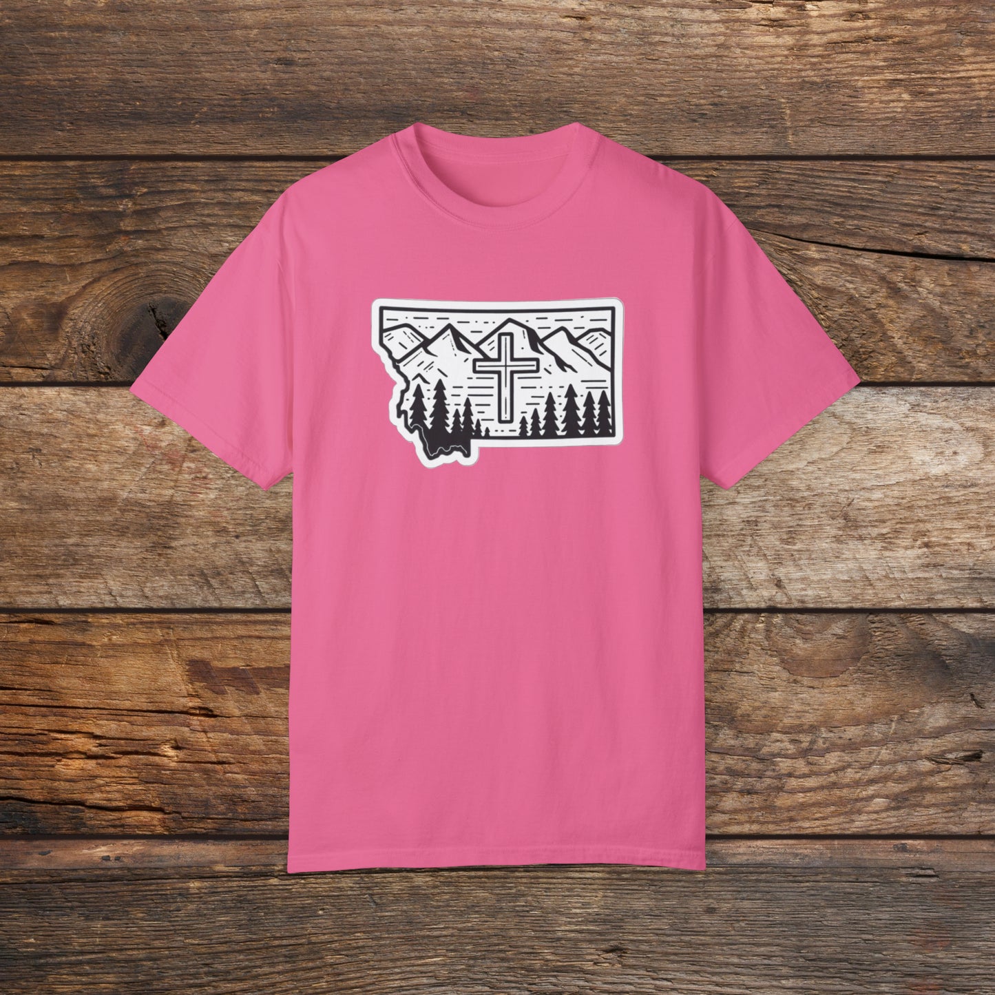 Montana Christian Cross Unisex Garment-Dyed T-shirt