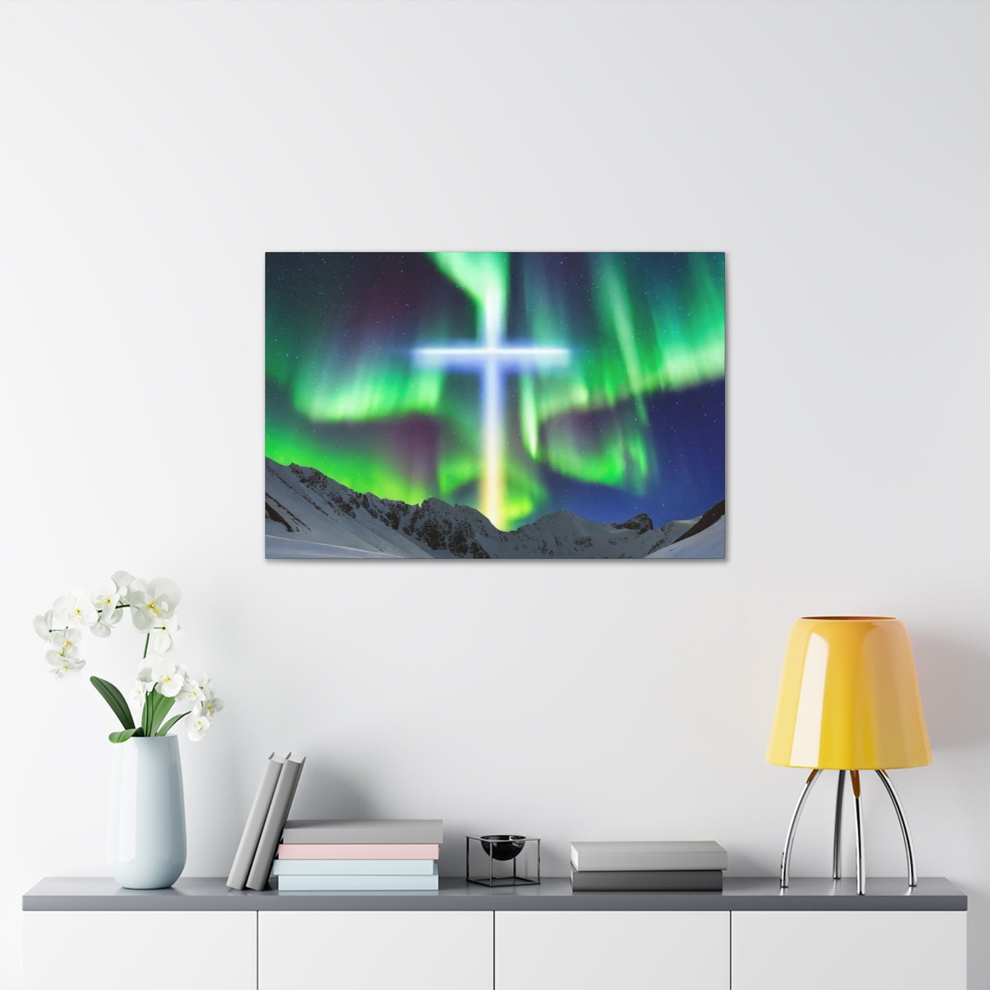 Northern Lights Cross Canvas Wrap