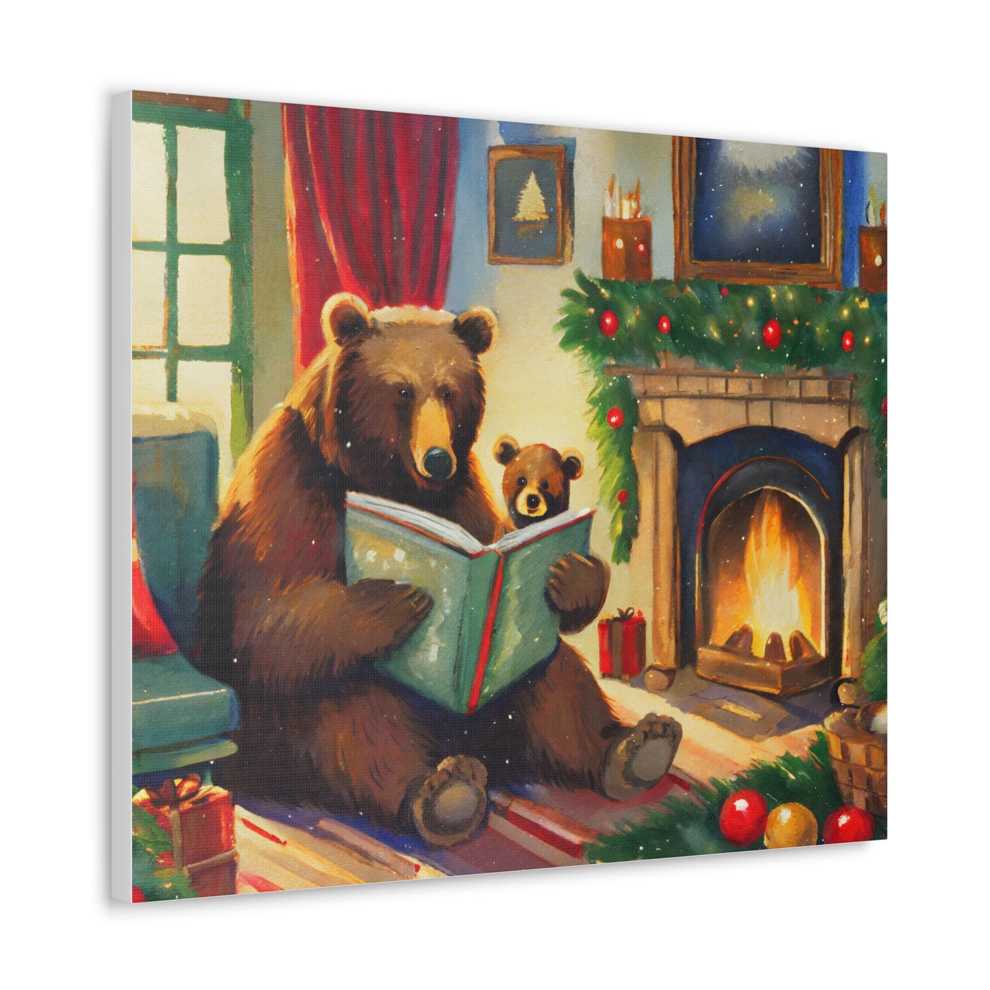 Bear Christmas Story Canvas Wrap