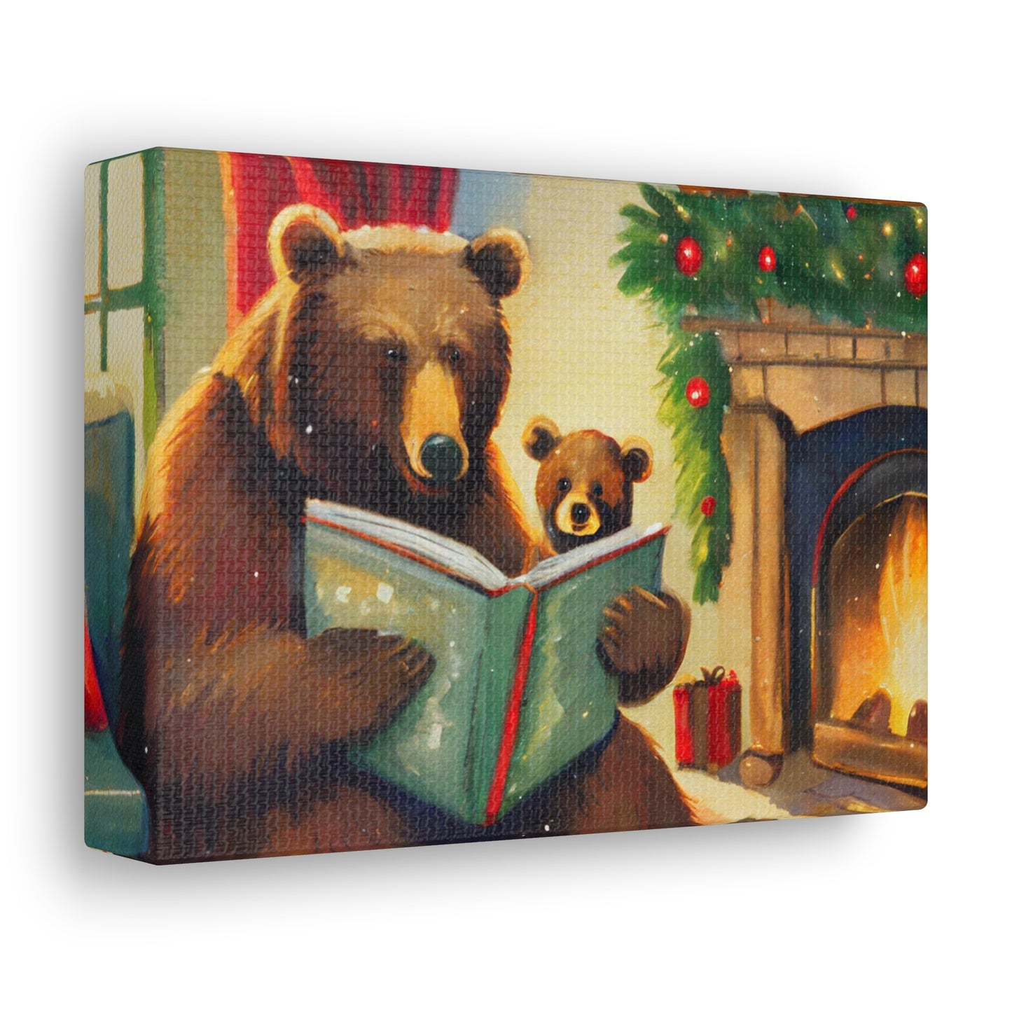 Bear Christmas Story Canvas Wrap