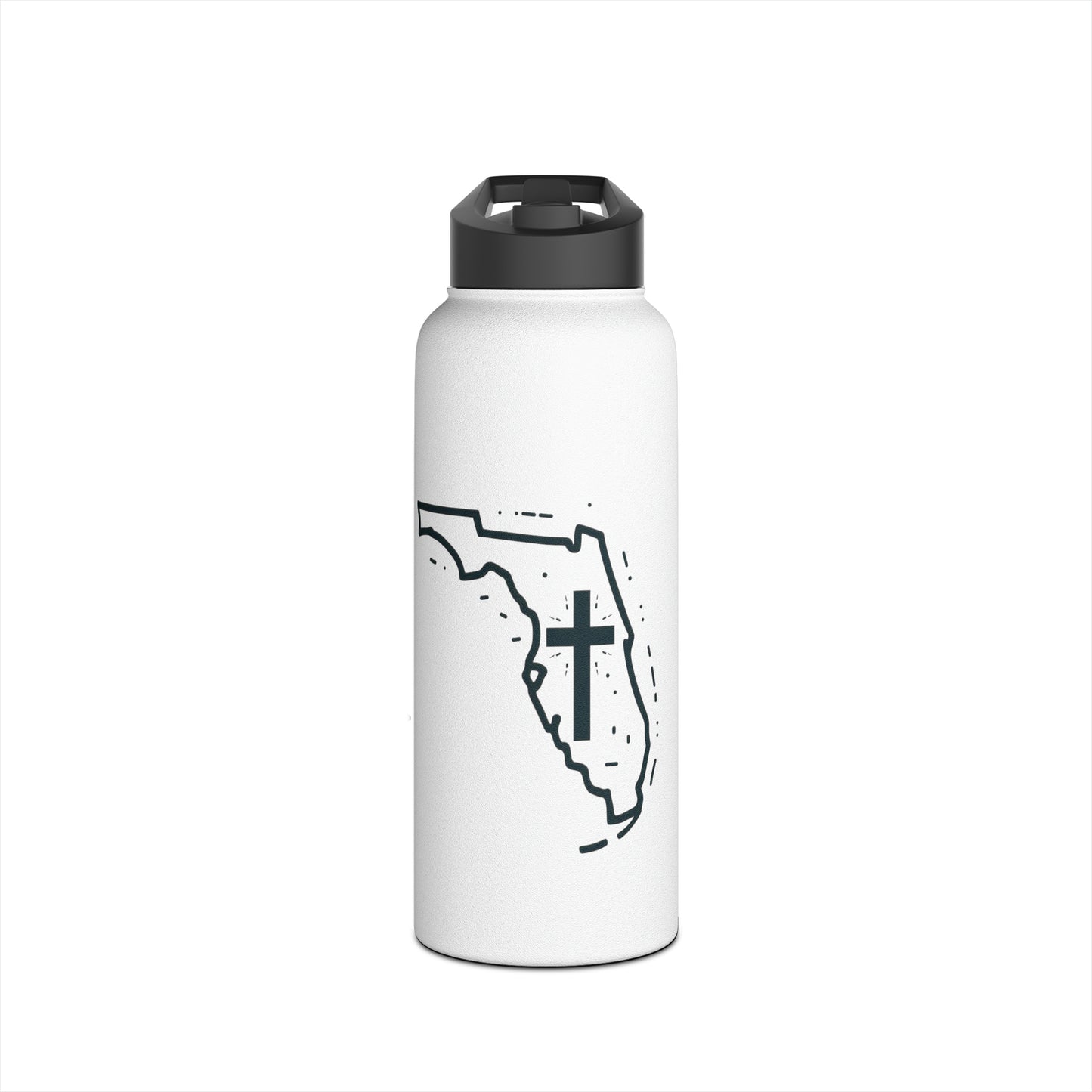 Florida Christian Cross Stainless Steel Water Bottle, Standard Lid