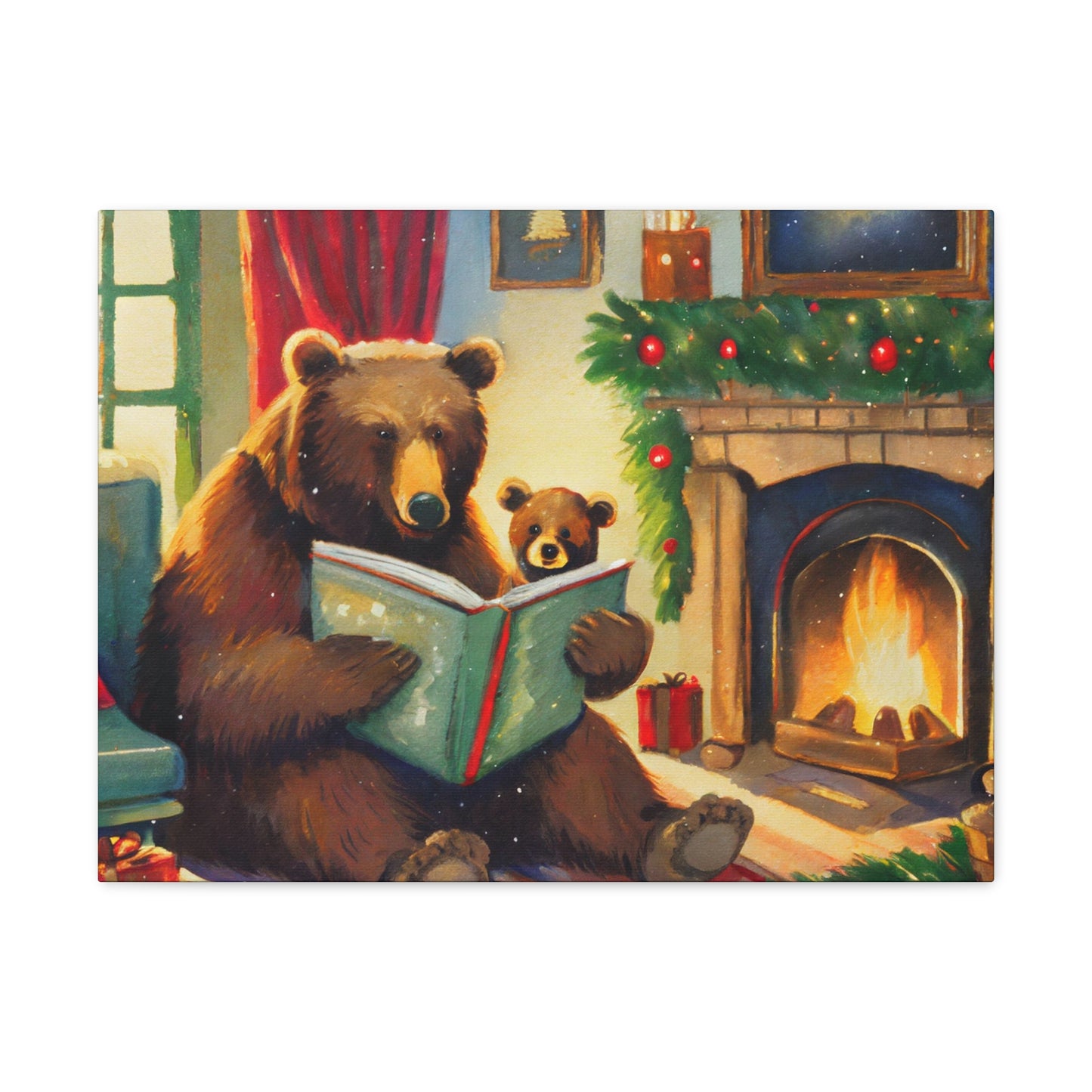 Bear Christmas Story Canvas Wrap