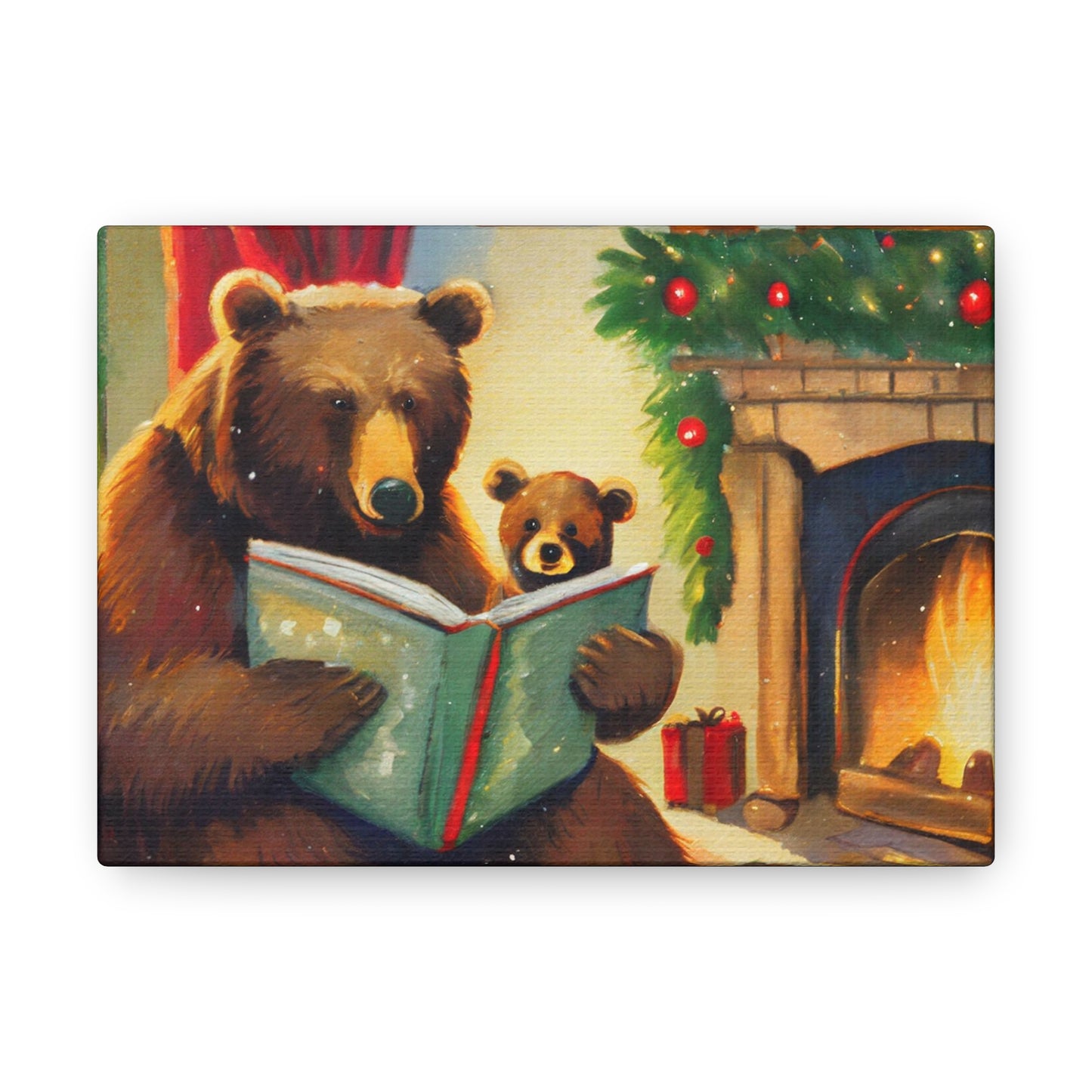 Bear Christmas Story Canvas Wrap