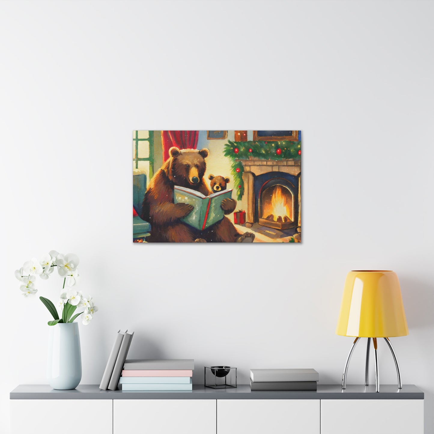 Bear Christmas Story Canvas Wrap