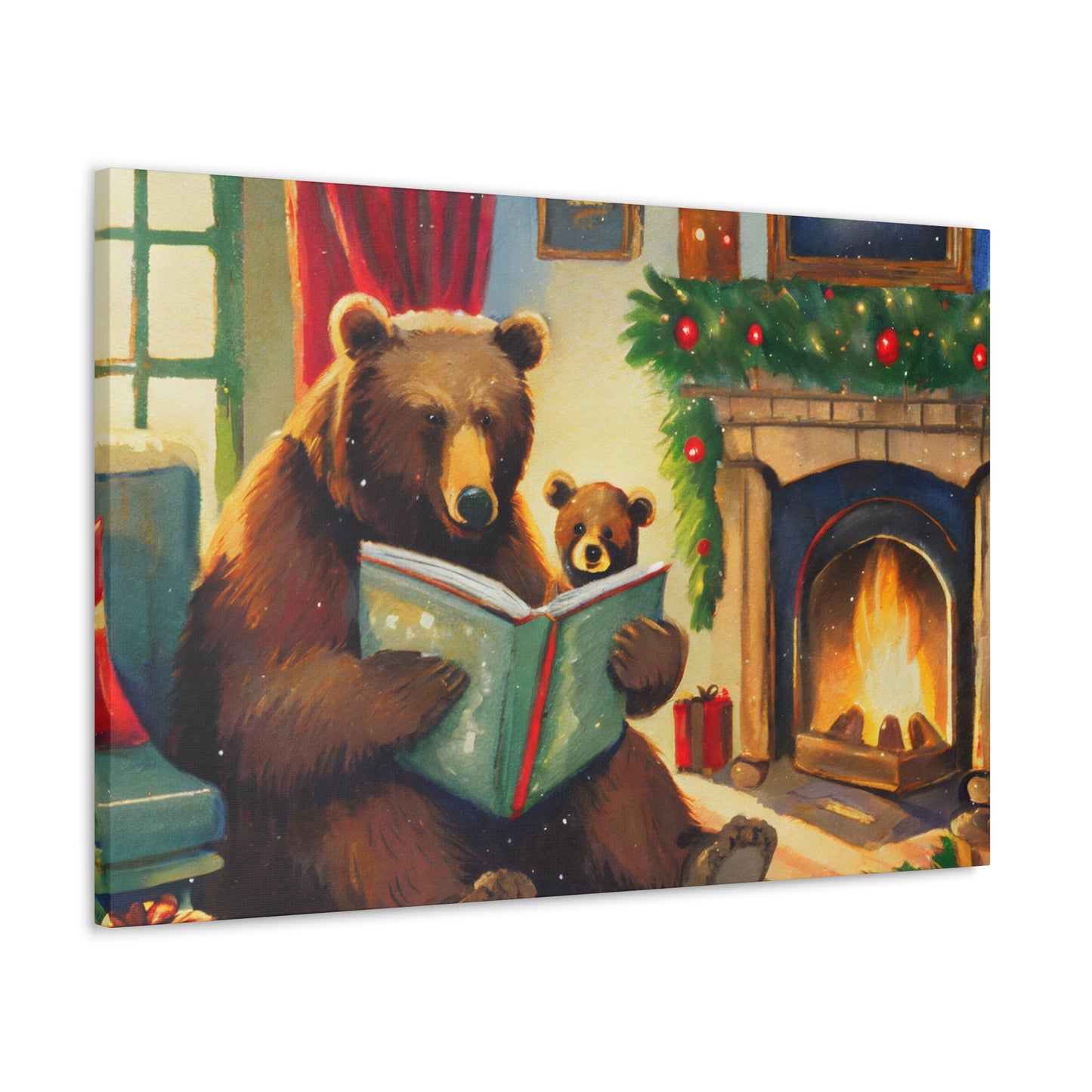 Bear Christmas Story Canvas Wrap