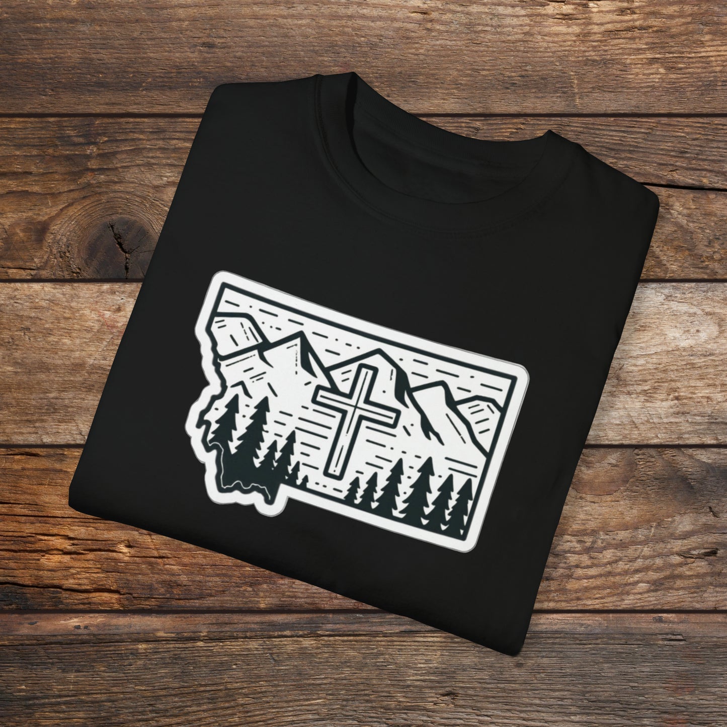 Montana Christian Cross Unisex Garment-Dyed T-shirt