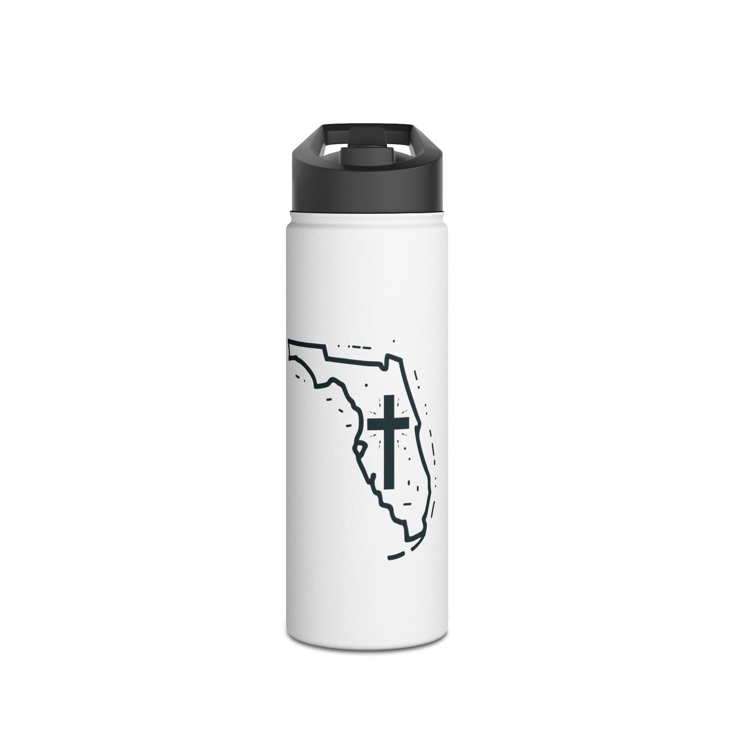 Florida Christian Cross Stainless Steel Water Bottle, Standard Lid