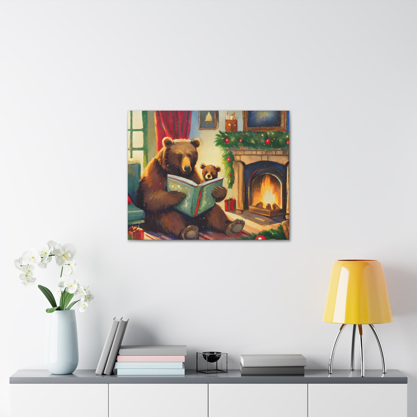 Bear Christmas Story Canvas Wrap