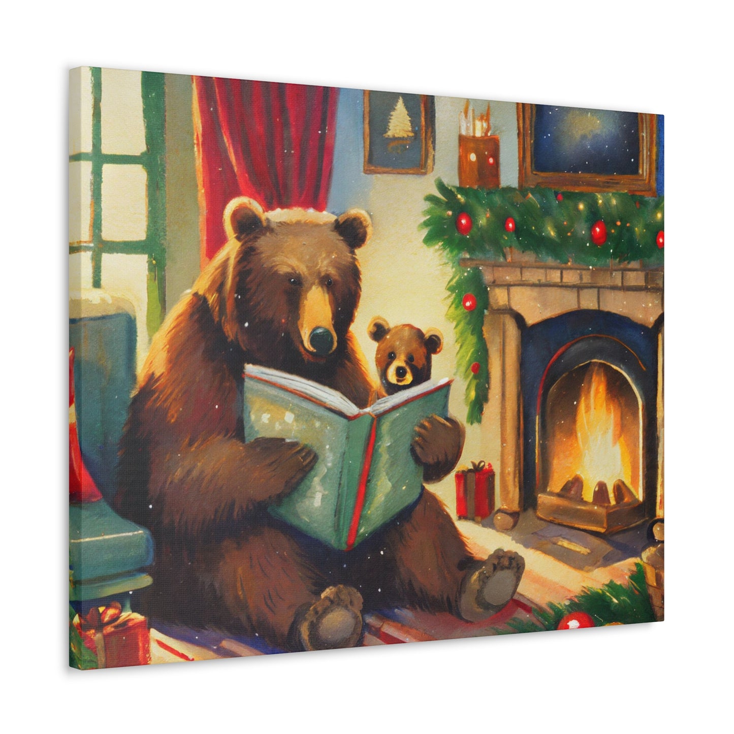 Bear Christmas Story Canvas Wrap