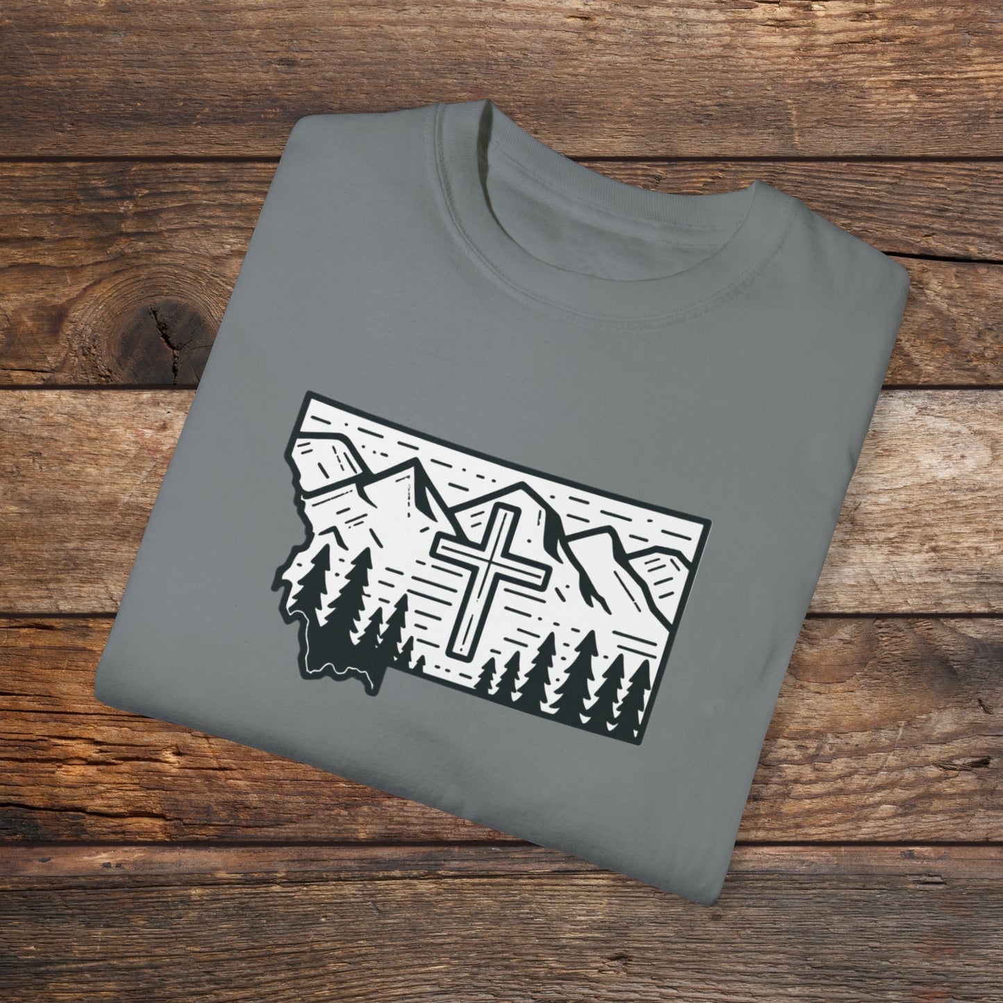 Montana Christian Cross Unisex Garment-Dyed T-shirt