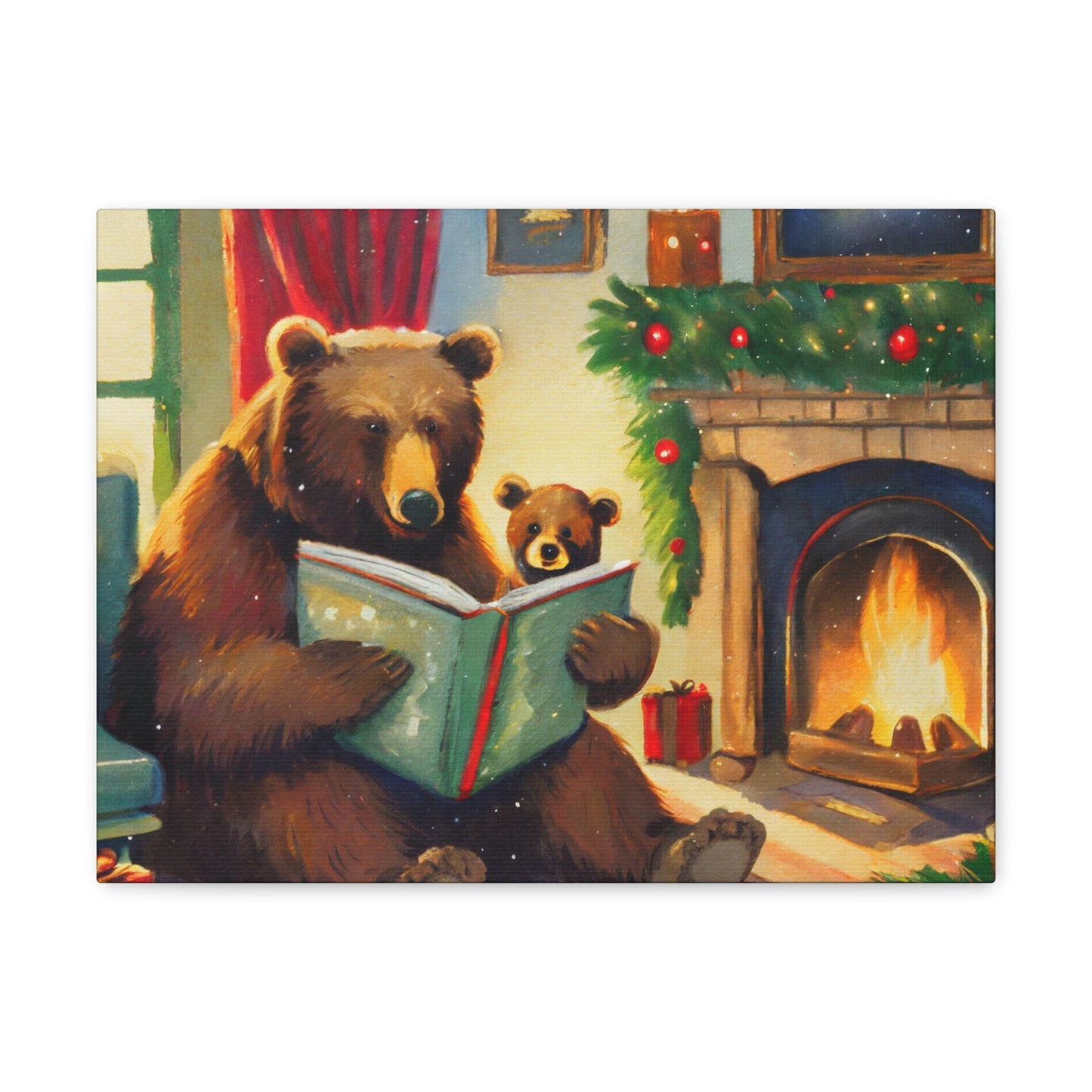 Bear Christmas Story Canvas Wrap