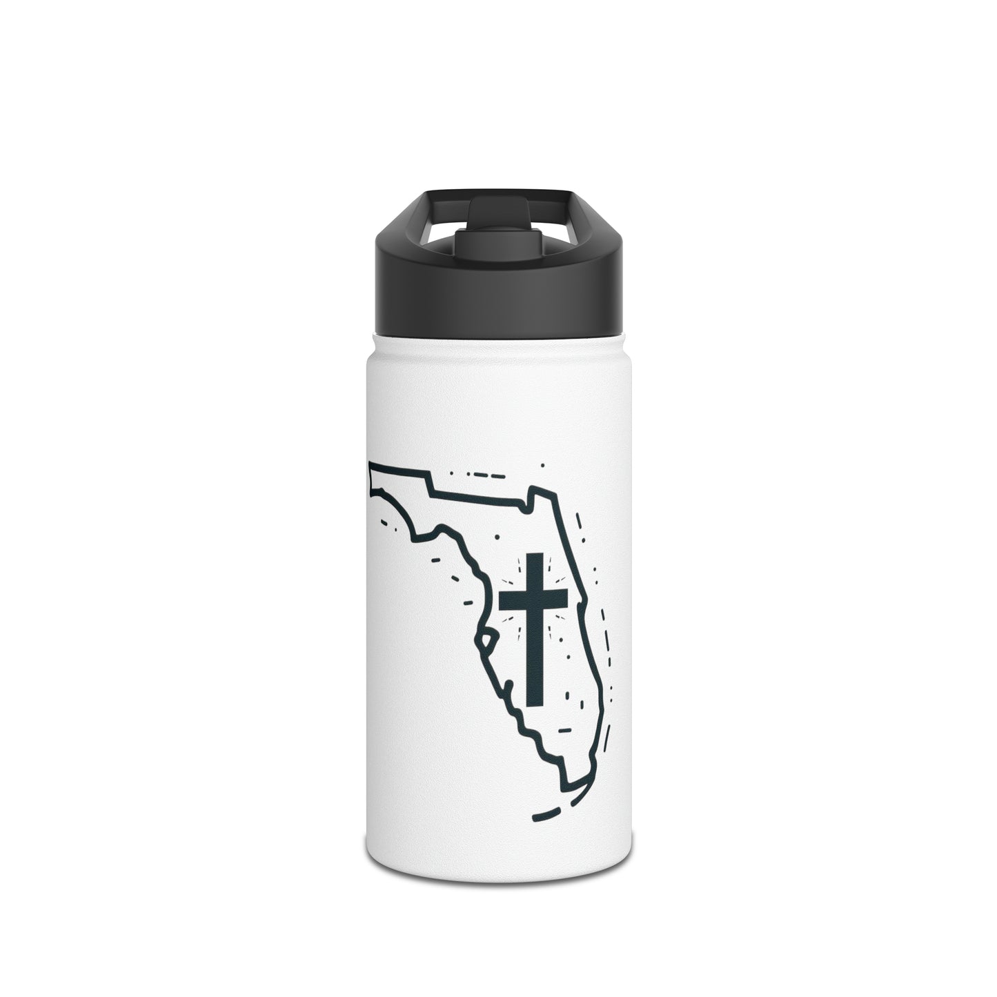 Florida Christian Cross Stainless Steel Water Bottle, Standard Lid