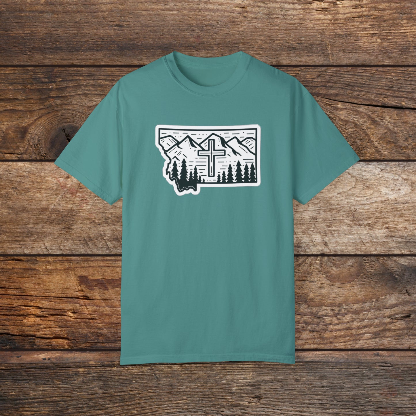 Montana Christian Cross Unisex Garment-Dyed T-shirt