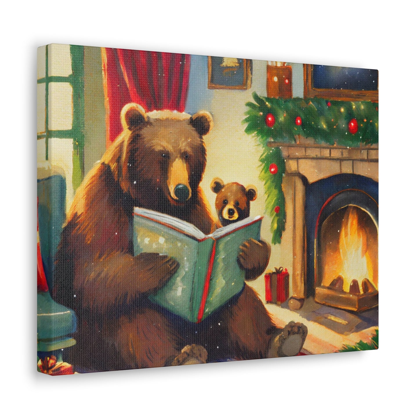 Bear Christmas Story Canvas Wrap