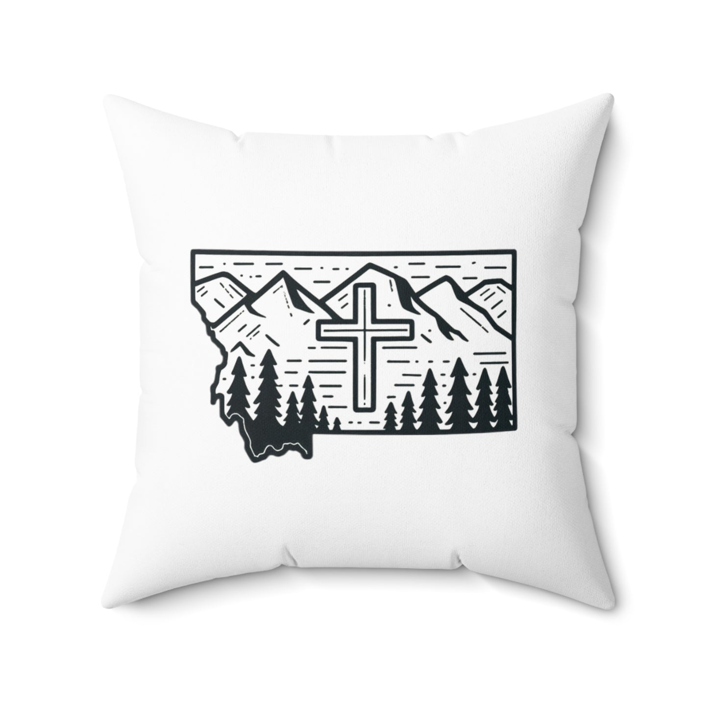 Montana Christian Cross Faux Suede Square Pillow