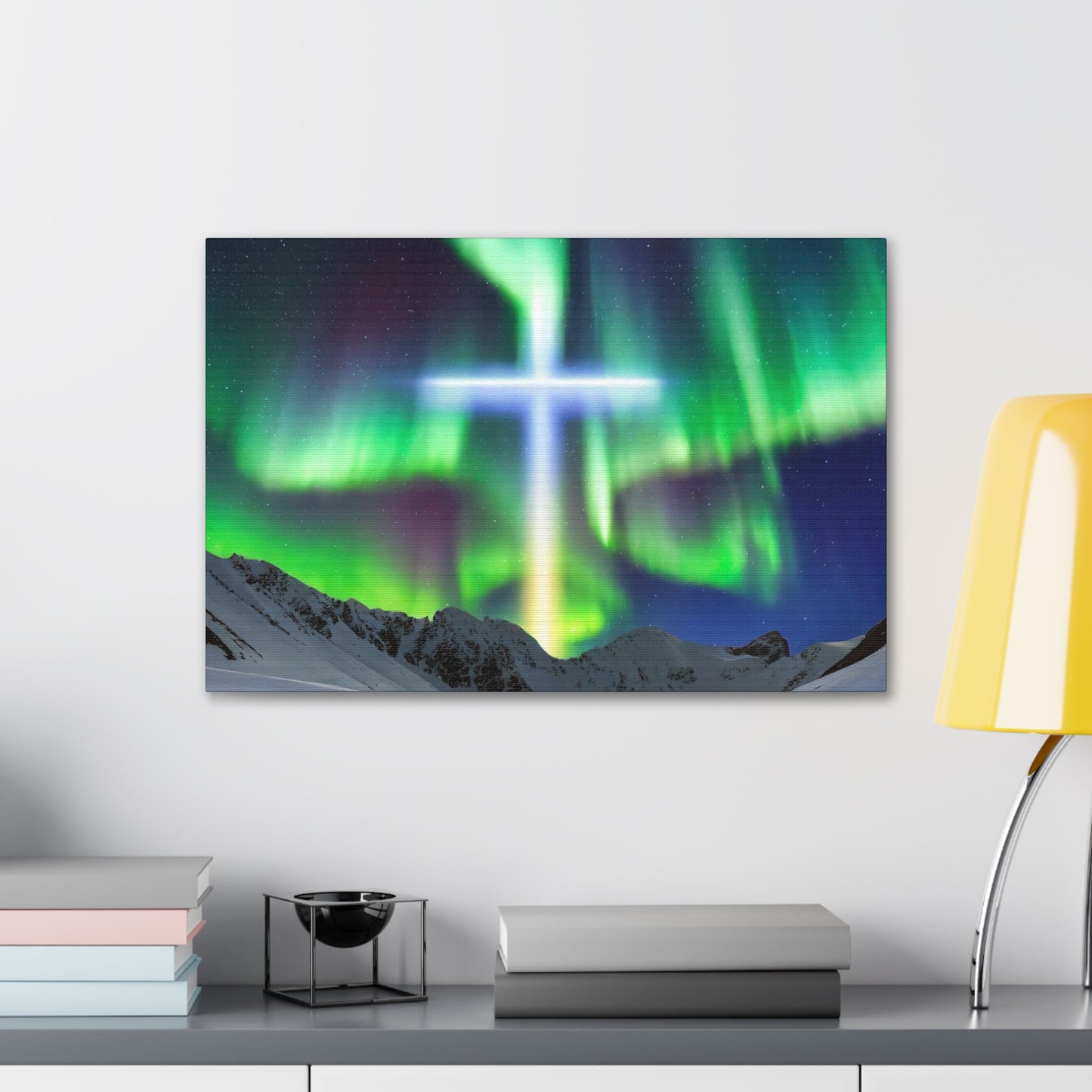 Northern Lights Cross Canvas Wrap