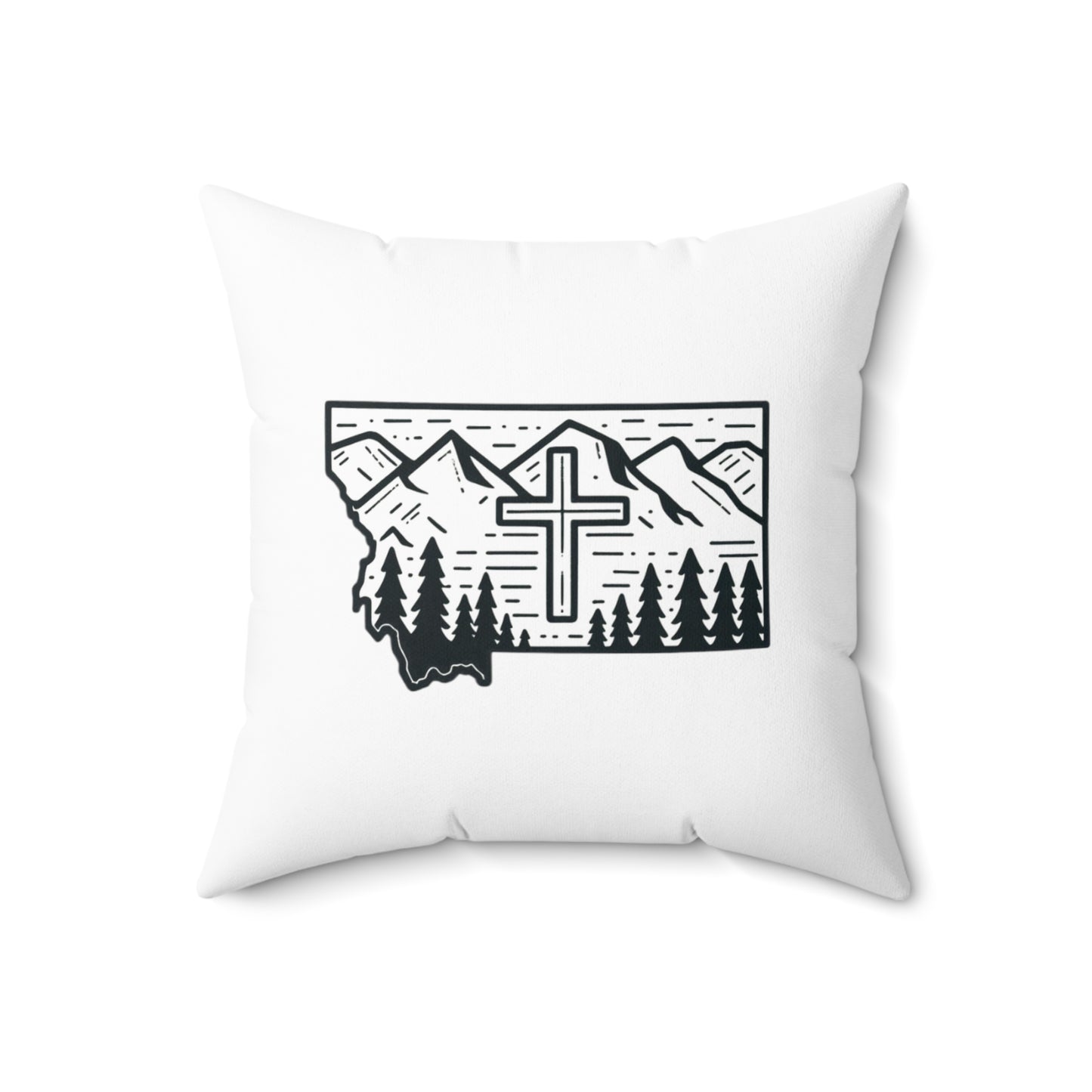 Montana Christian Cross Faux Suede Square Pillow