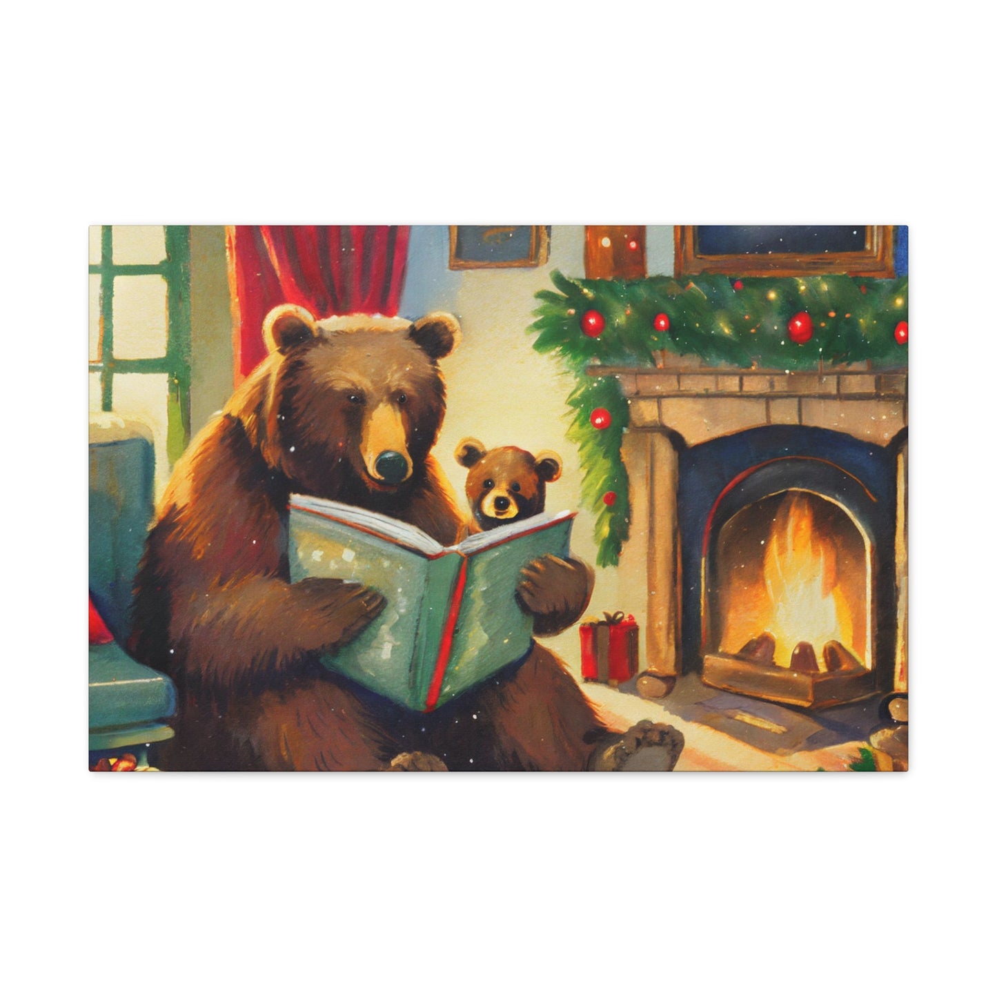 Bear Christmas Story Canvas Wrap