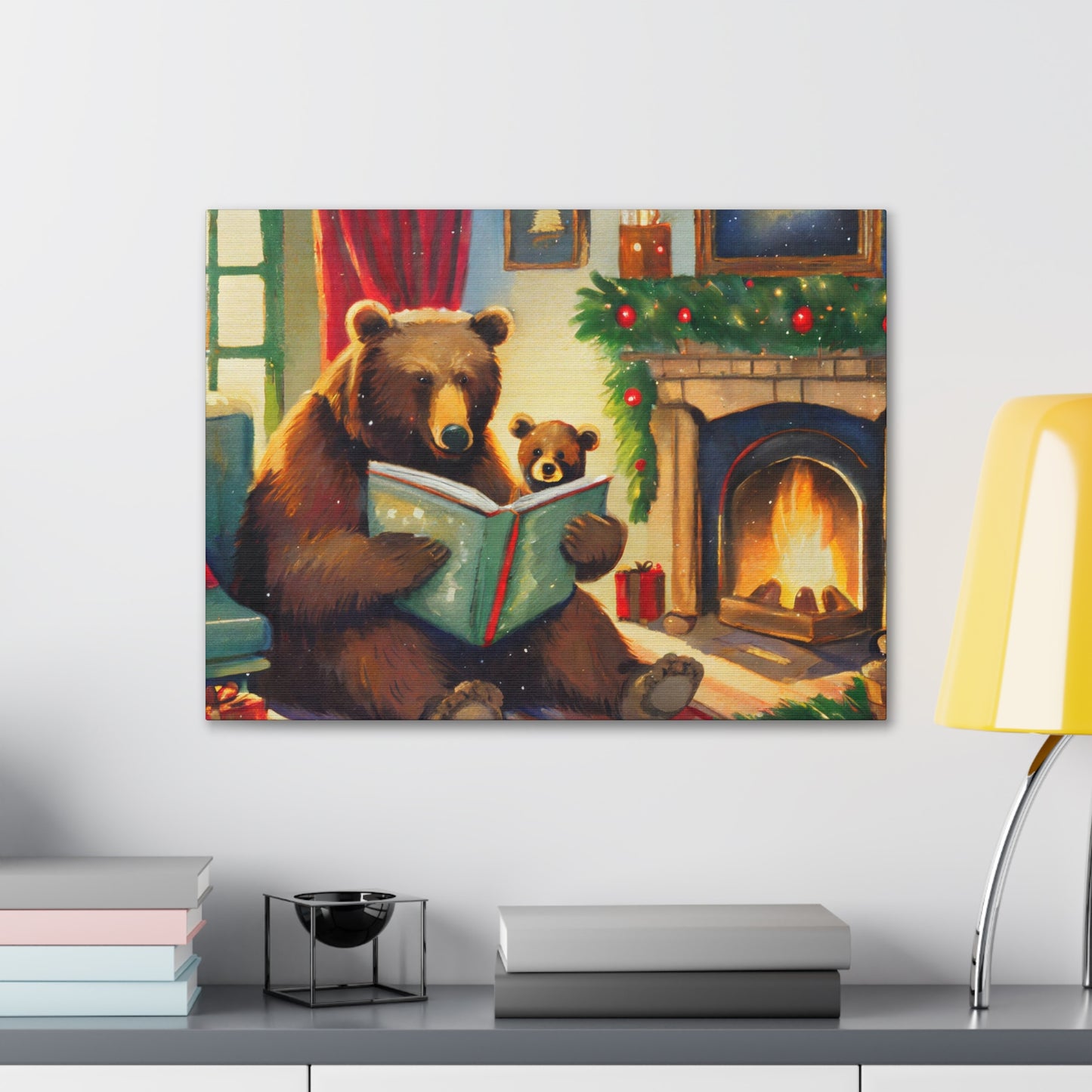 Bear Christmas Story Canvas Wrap