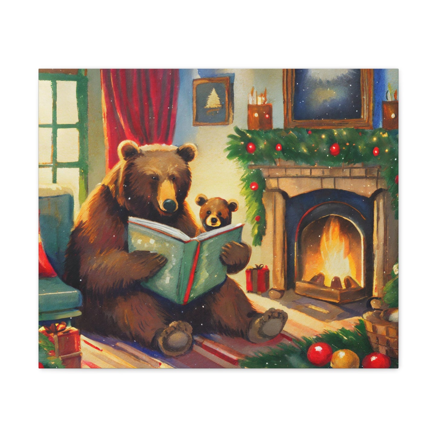 Bear Christmas Story Canvas Wrap