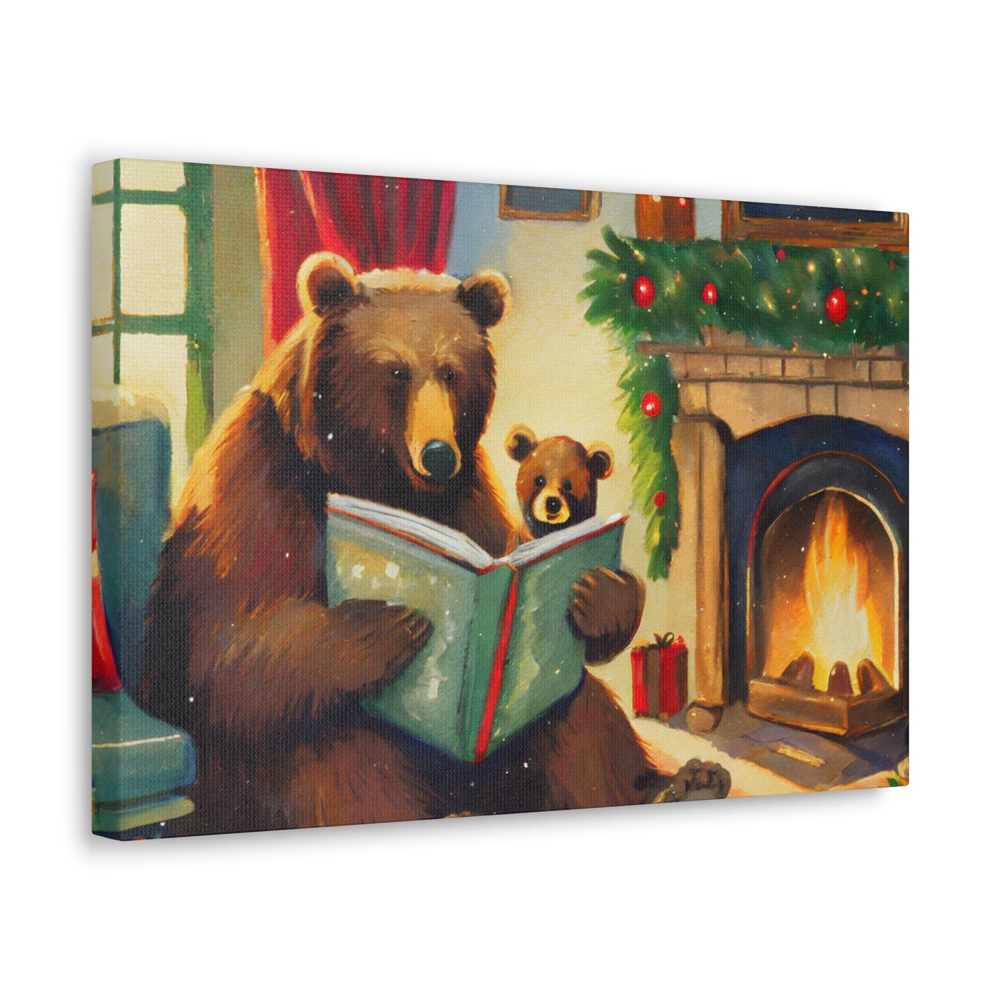 Bear Christmas Story Canvas Wrap