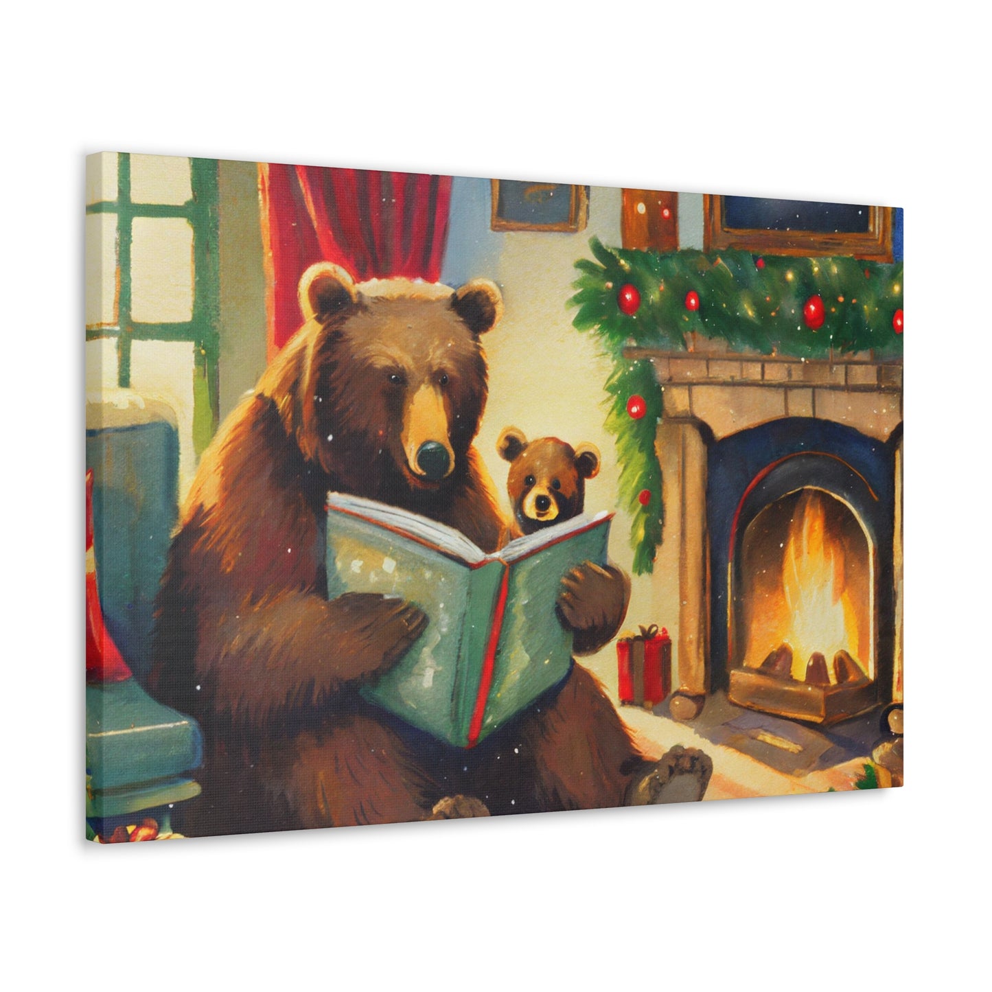 Bear Christmas Story Canvas Wrap