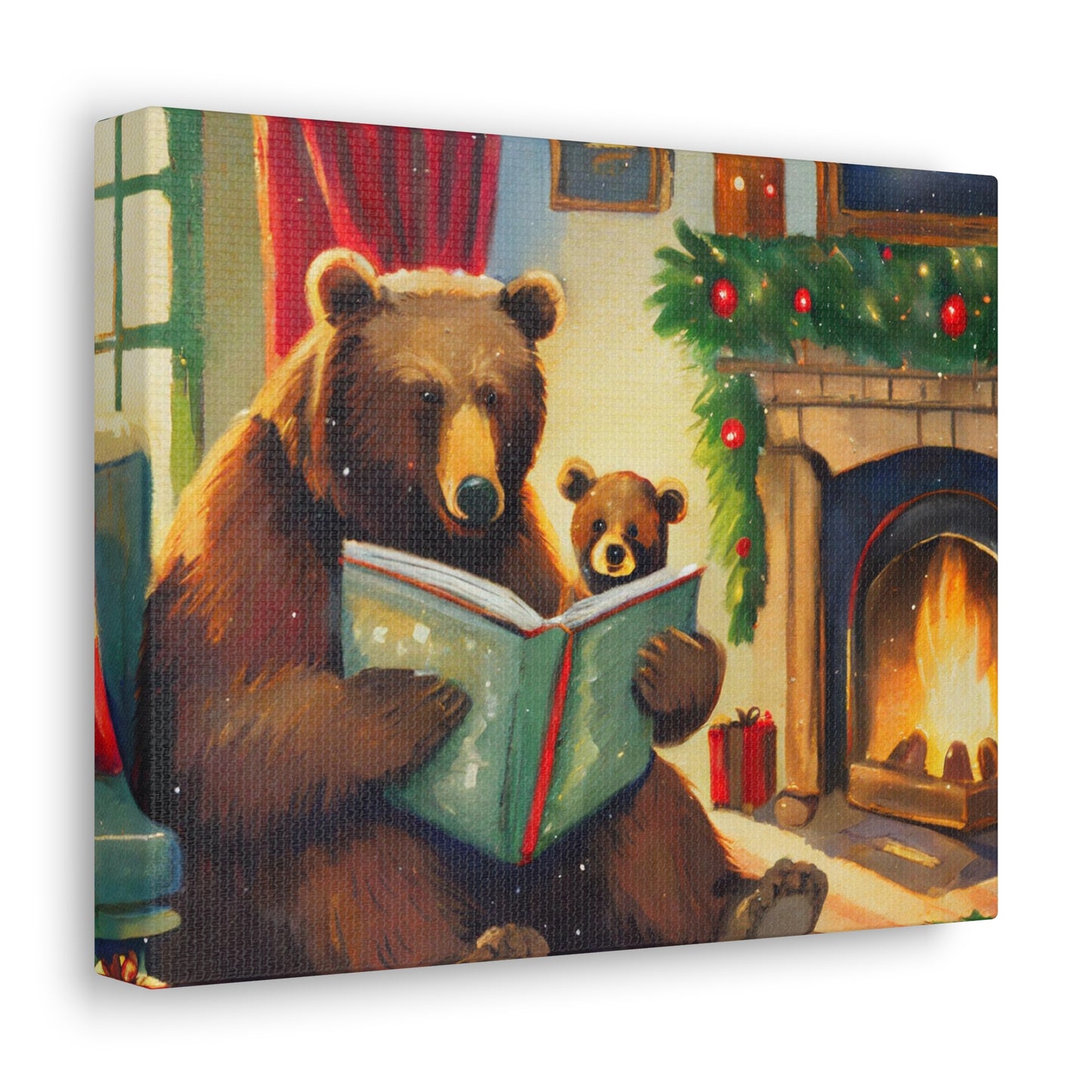 Bear Christmas Story Canvas Wrap