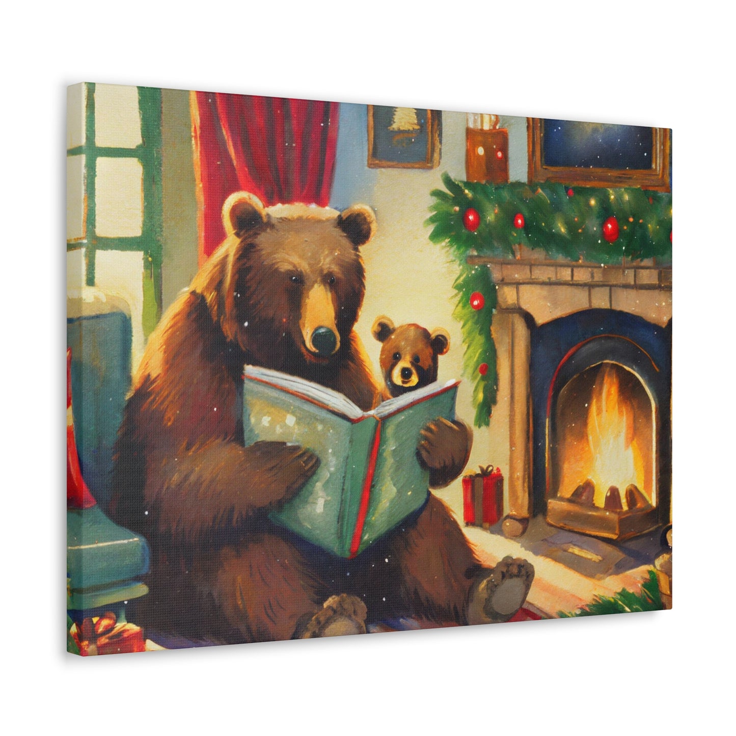 Bear Christmas Story Canvas Wrap