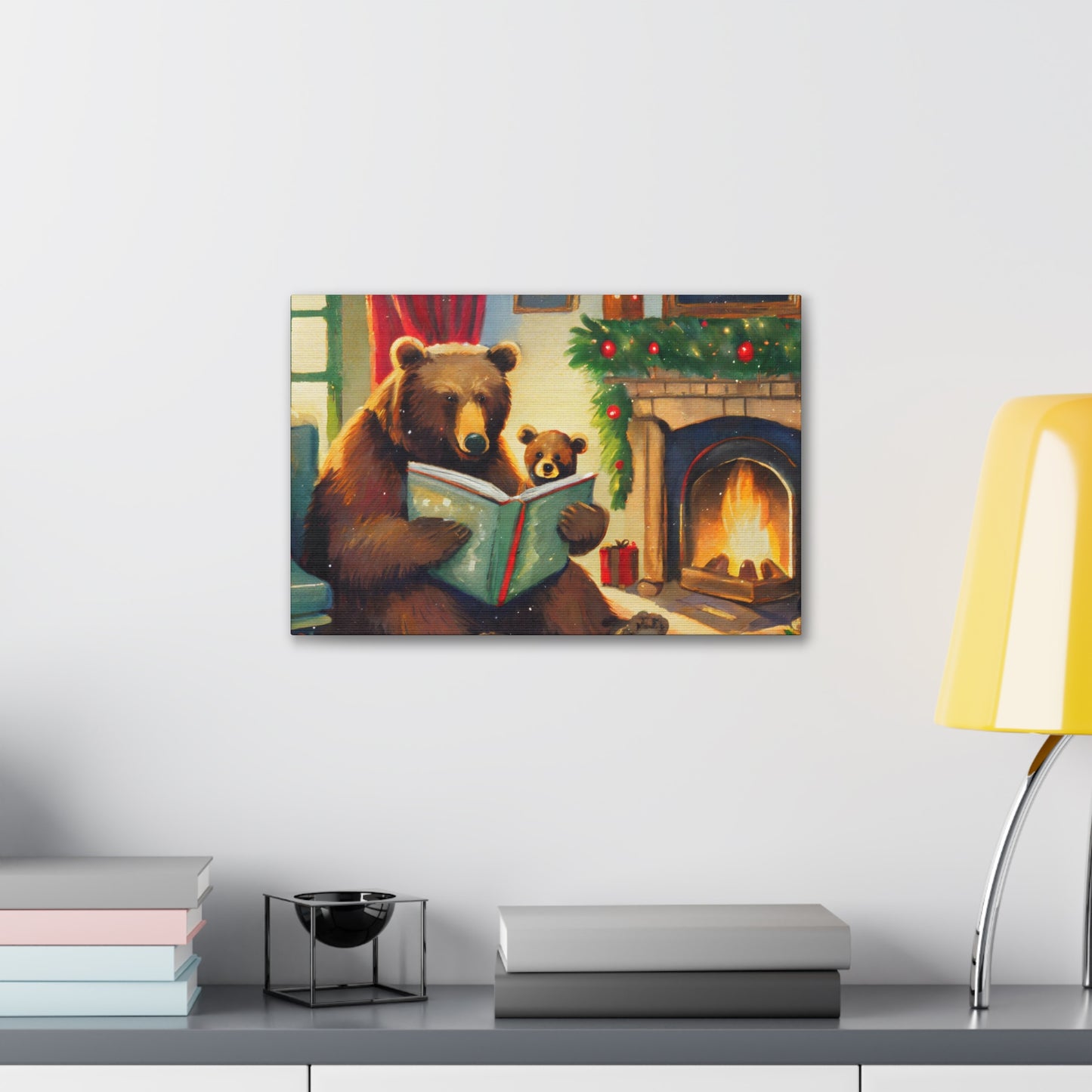 Bear Christmas Story Canvas Wrap