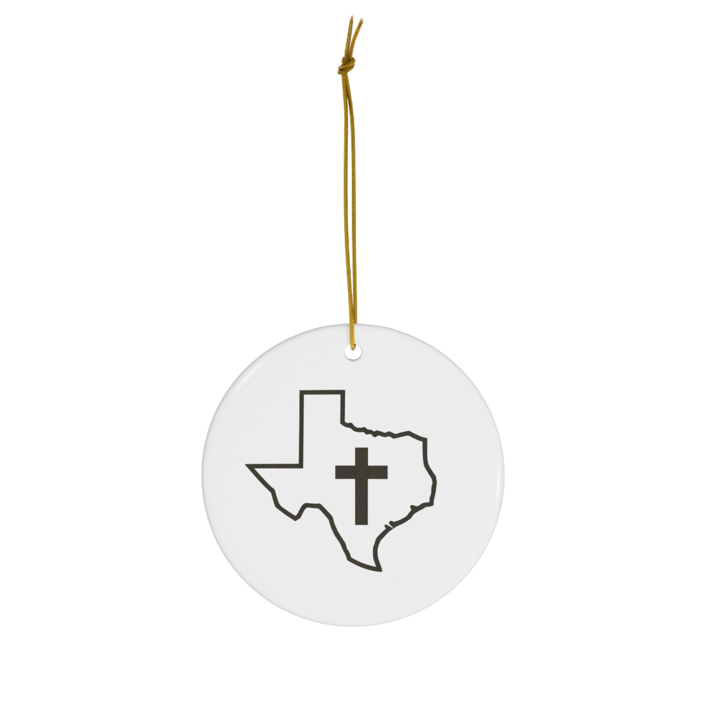 Christian Cross Texas Ceramic Christmas Ornament, 4 Shapes