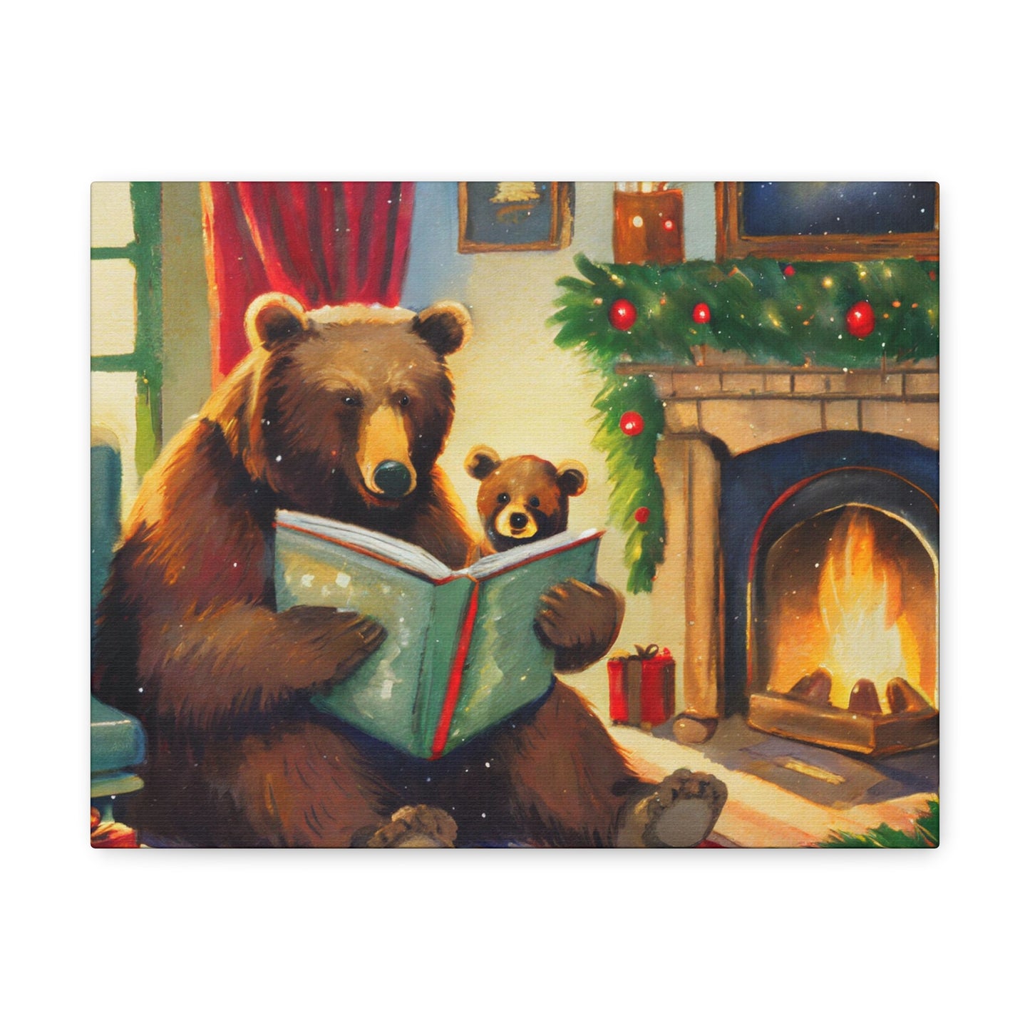 Bear Christmas Story Canvas Wrap