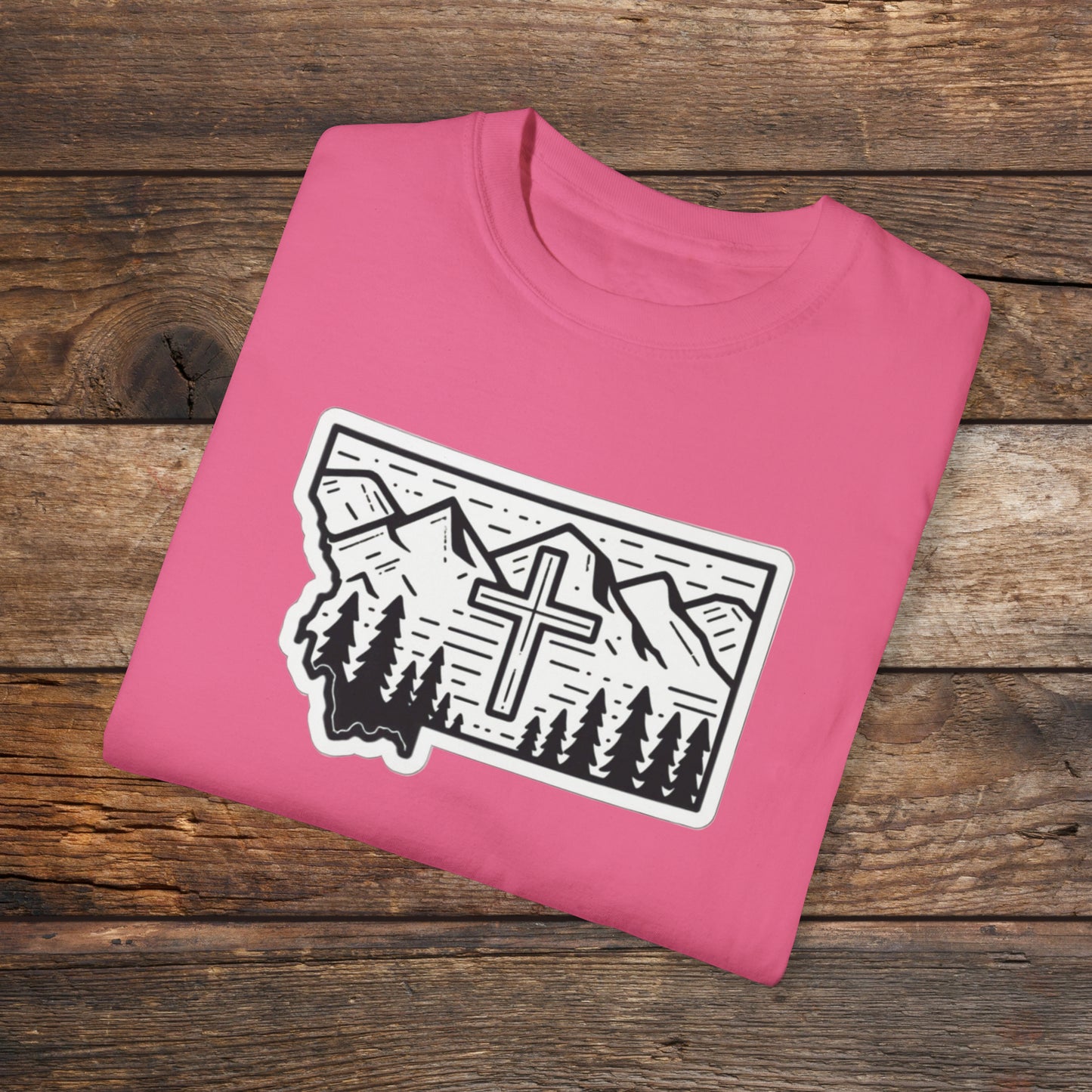 Montana Christian Cross Unisex Garment-Dyed T-shirt