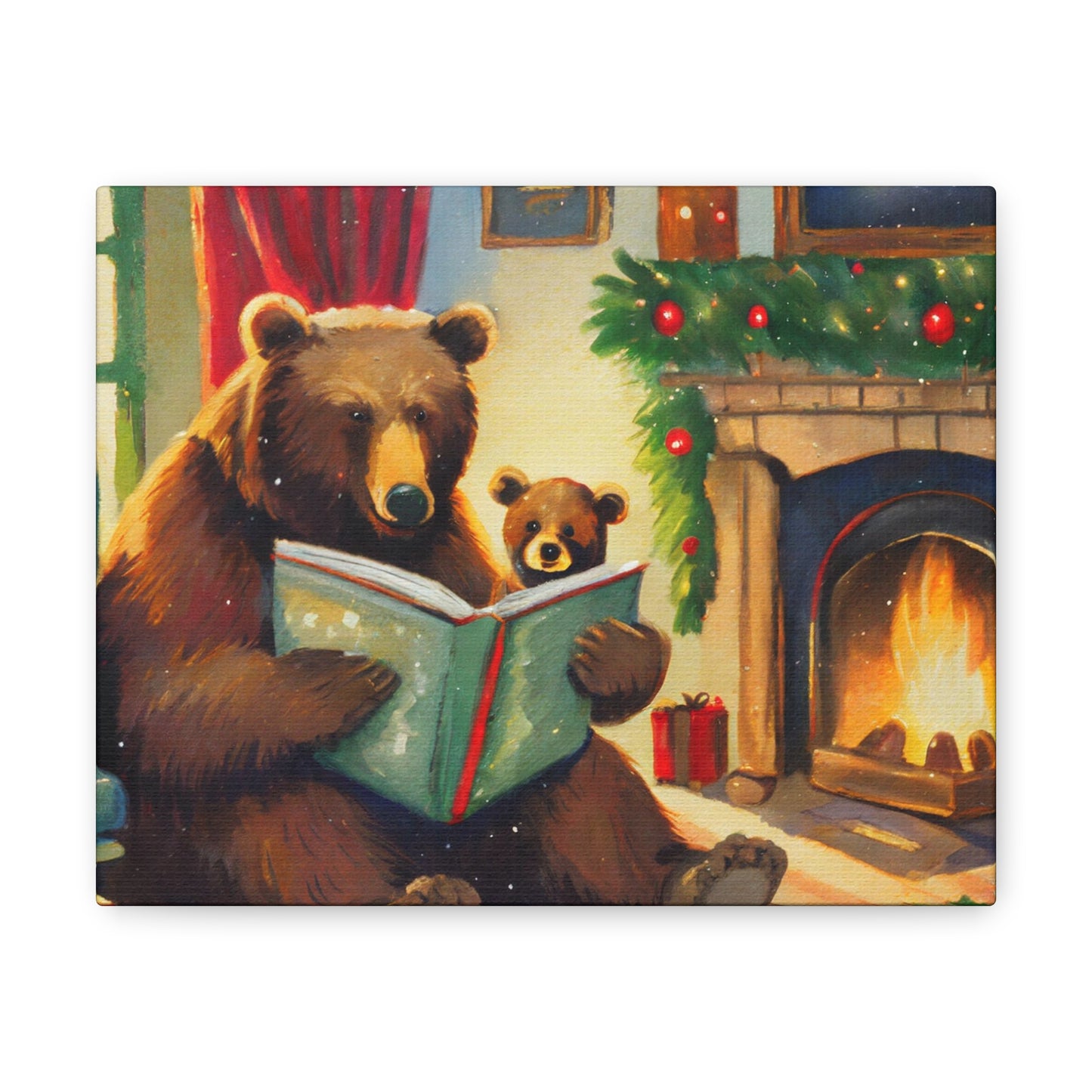 Bear Christmas Story Canvas Wrap