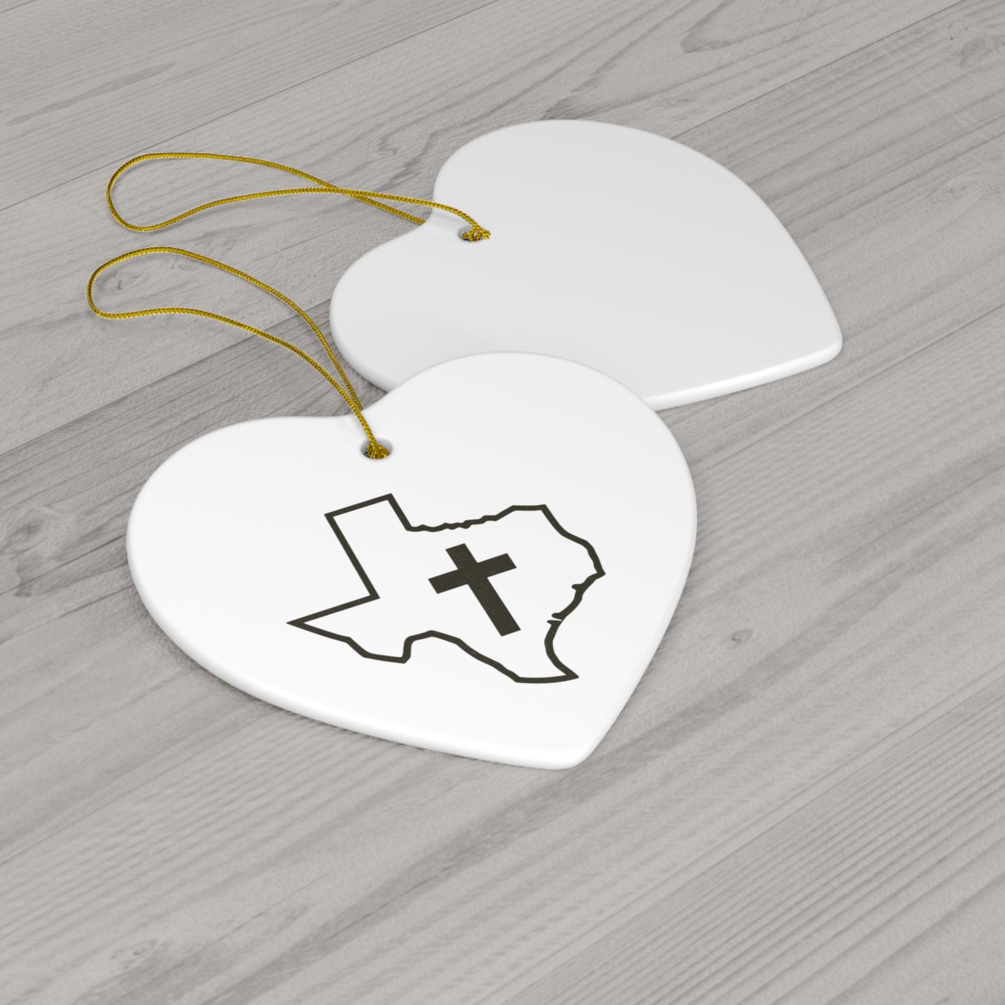 Christian Cross Texas Ceramic Christmas Ornament, 4 Shapes