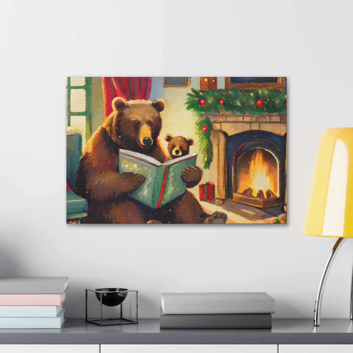 Bear Christmas Story Canvas Wrap