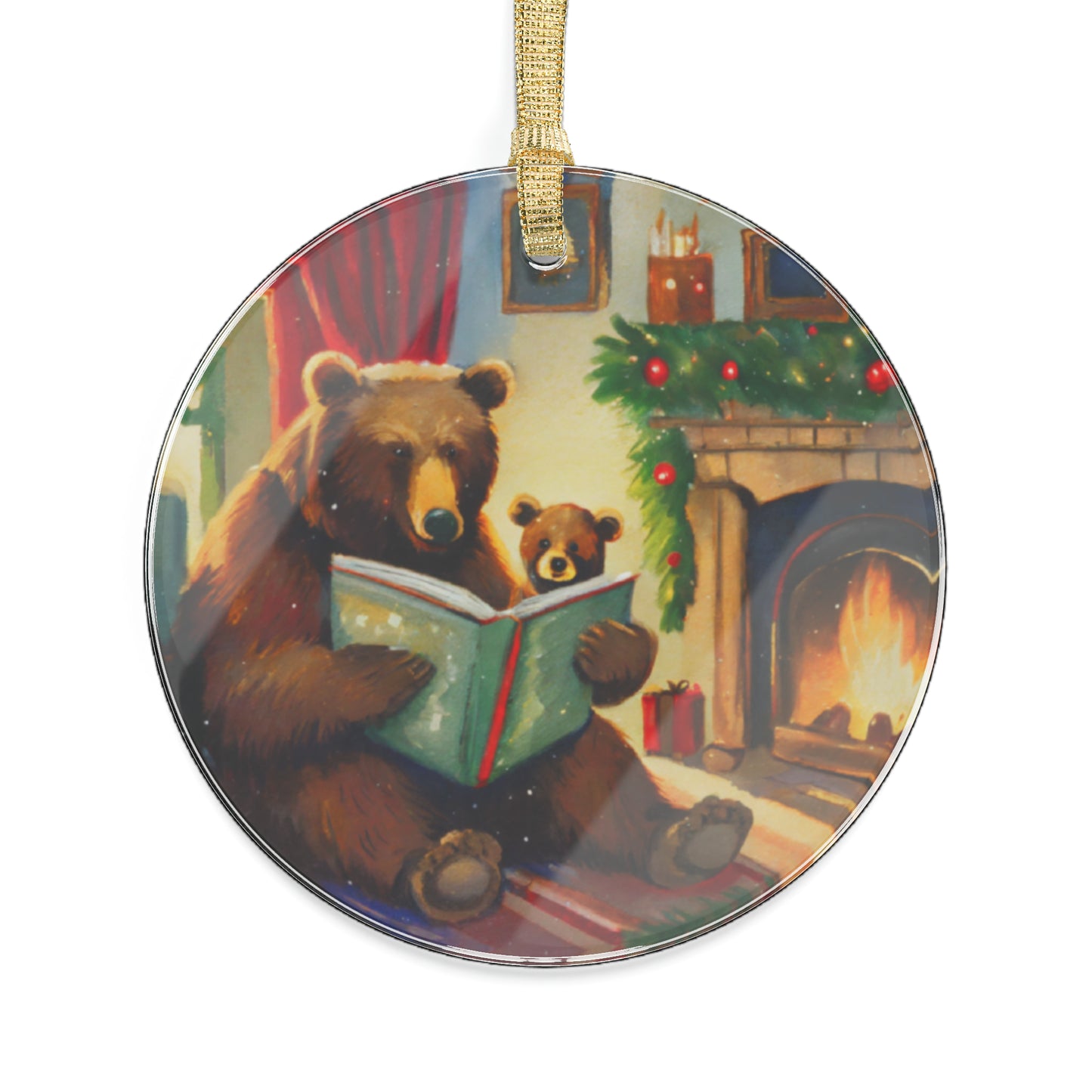 Grizzly Bear Christmas Story Acrylic Ornament