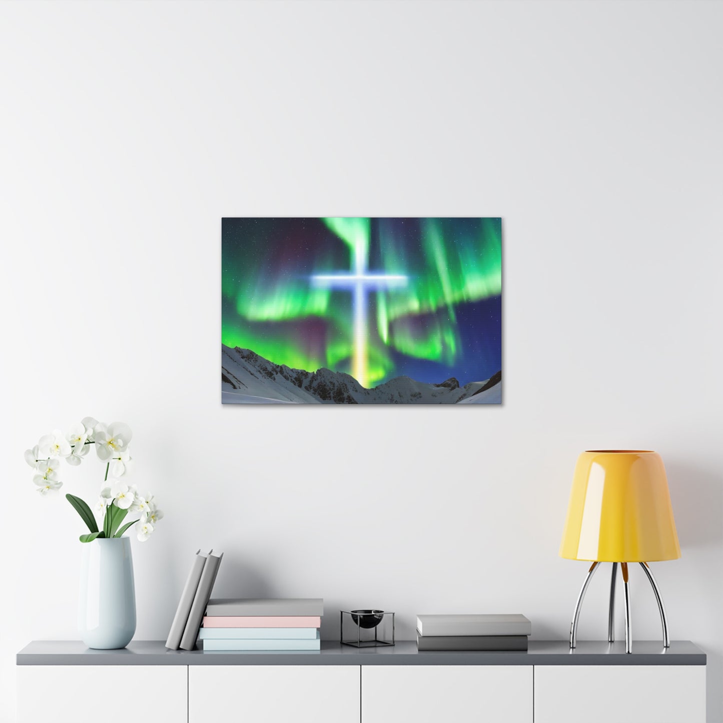 Northern Lights Cross Canvas Wrap