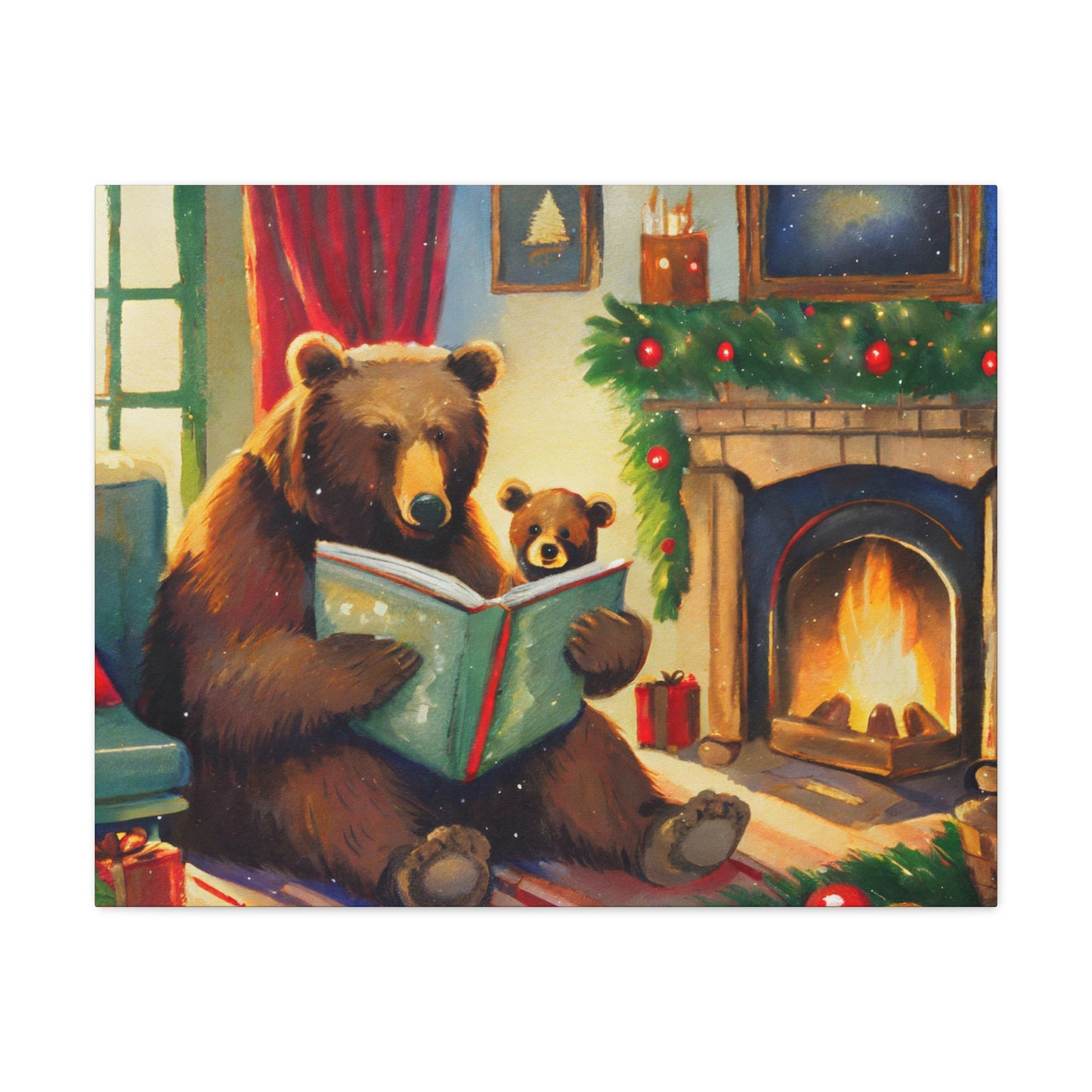 Bear Christmas Story Canvas Wrap