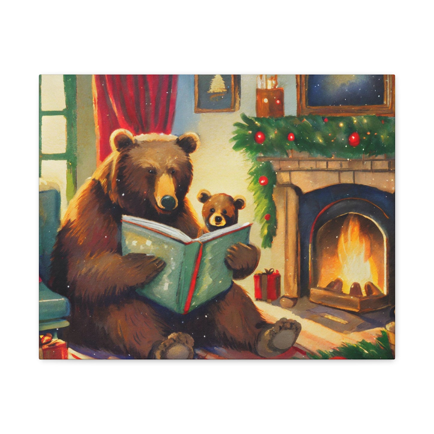 Bear Christmas Story Canvas Wrap