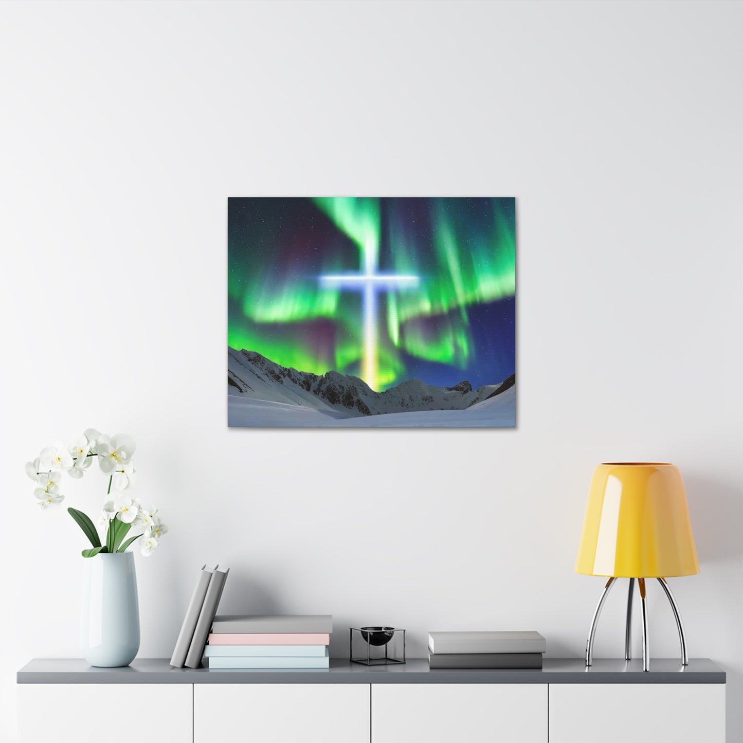 Northern Lights Cross Canvas Wrap