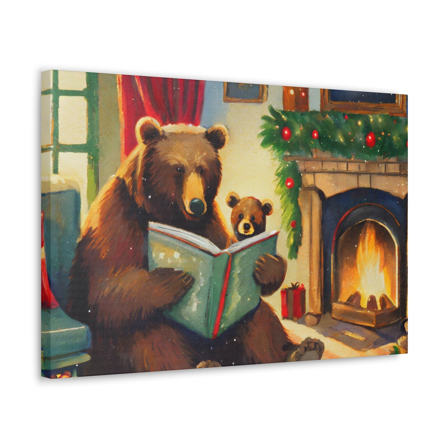 Bear Christmas Story Canvas Wrap