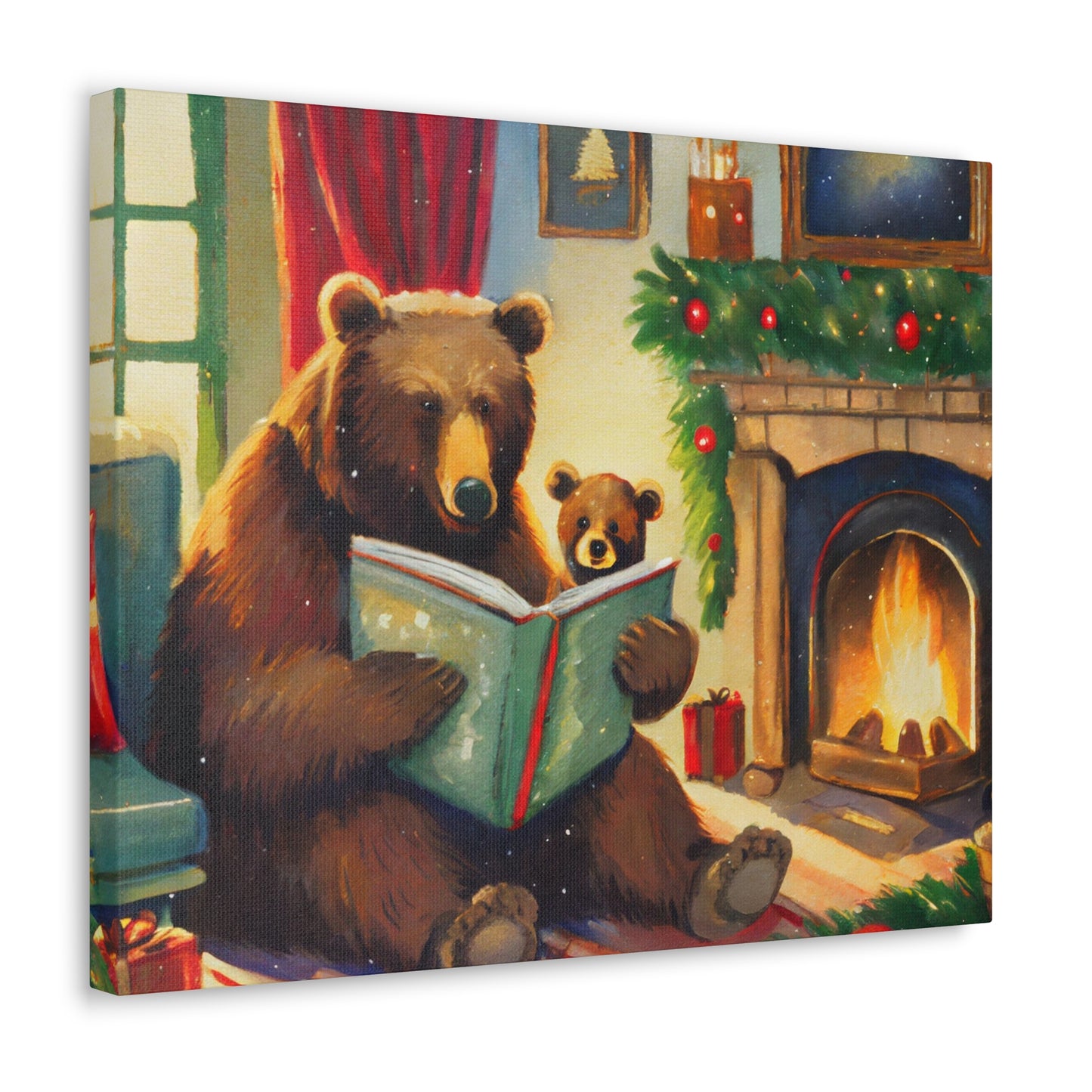 Bear Christmas Story Canvas Wrap