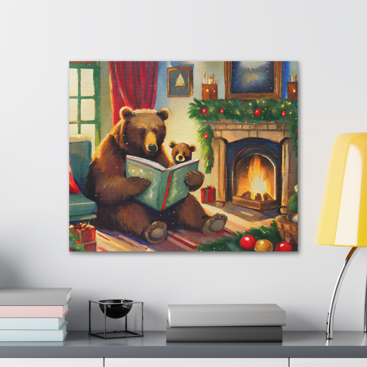 Bear Christmas Story Canvas Wrap