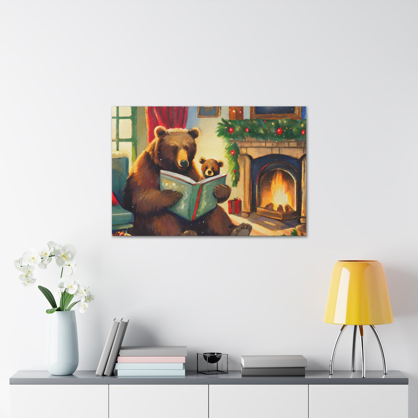 Bear Christmas Story Canvas Wrap