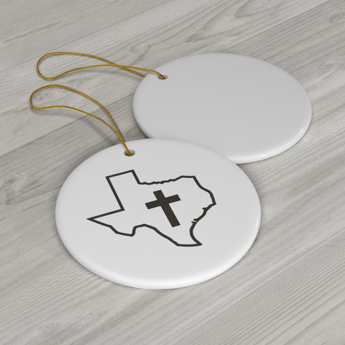 Christian Cross Texas Ceramic Christmas Ornament, 4 Shapes