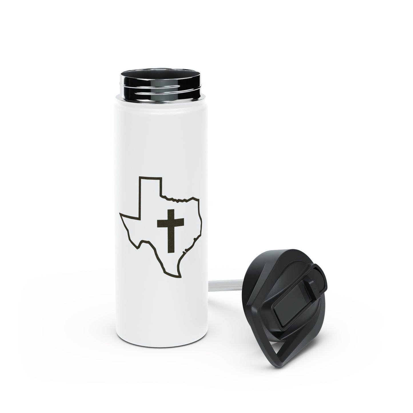 Texas Christian Cross Stainless Steel Water Bottle, Standard Lid