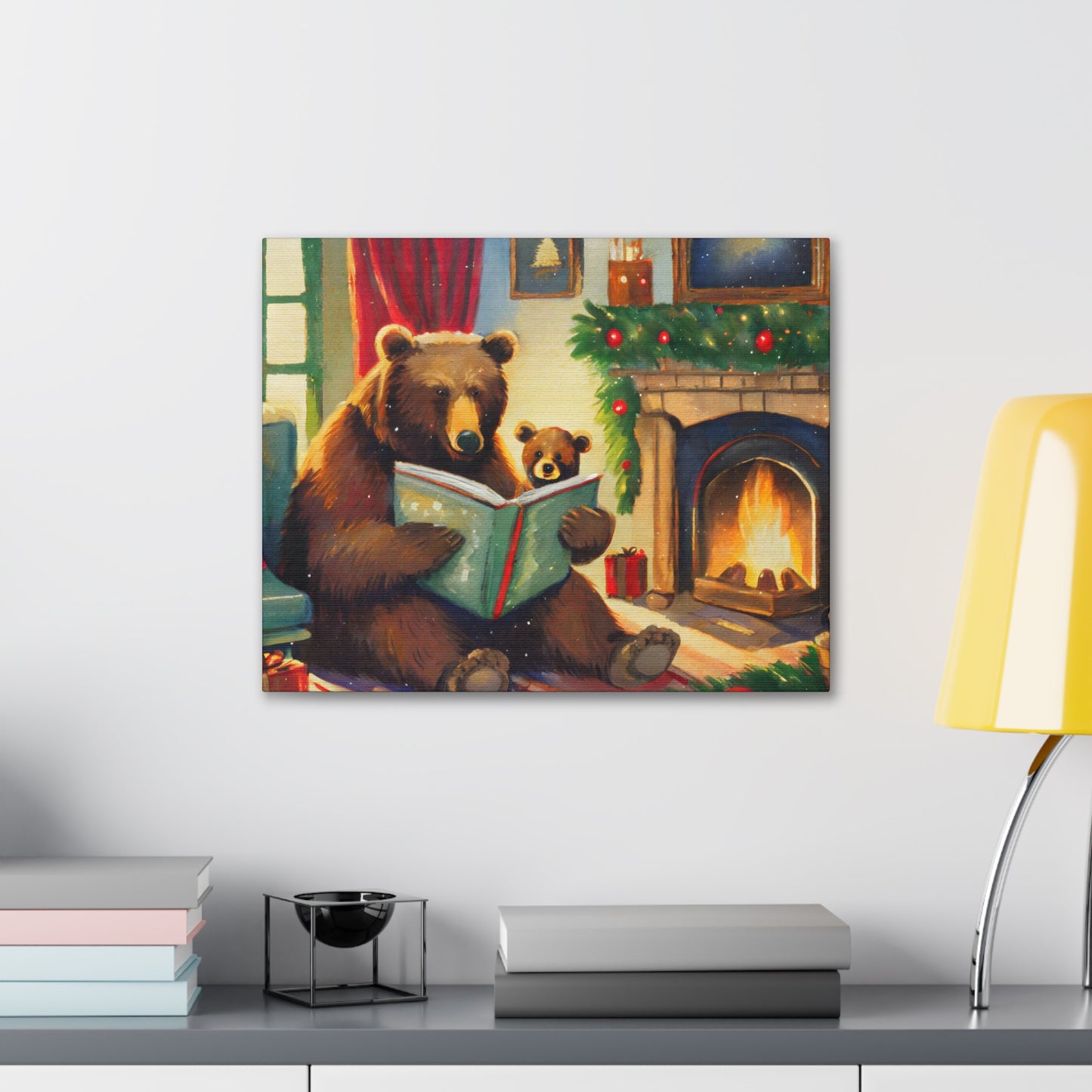 Bear Christmas Story Canvas Wrap