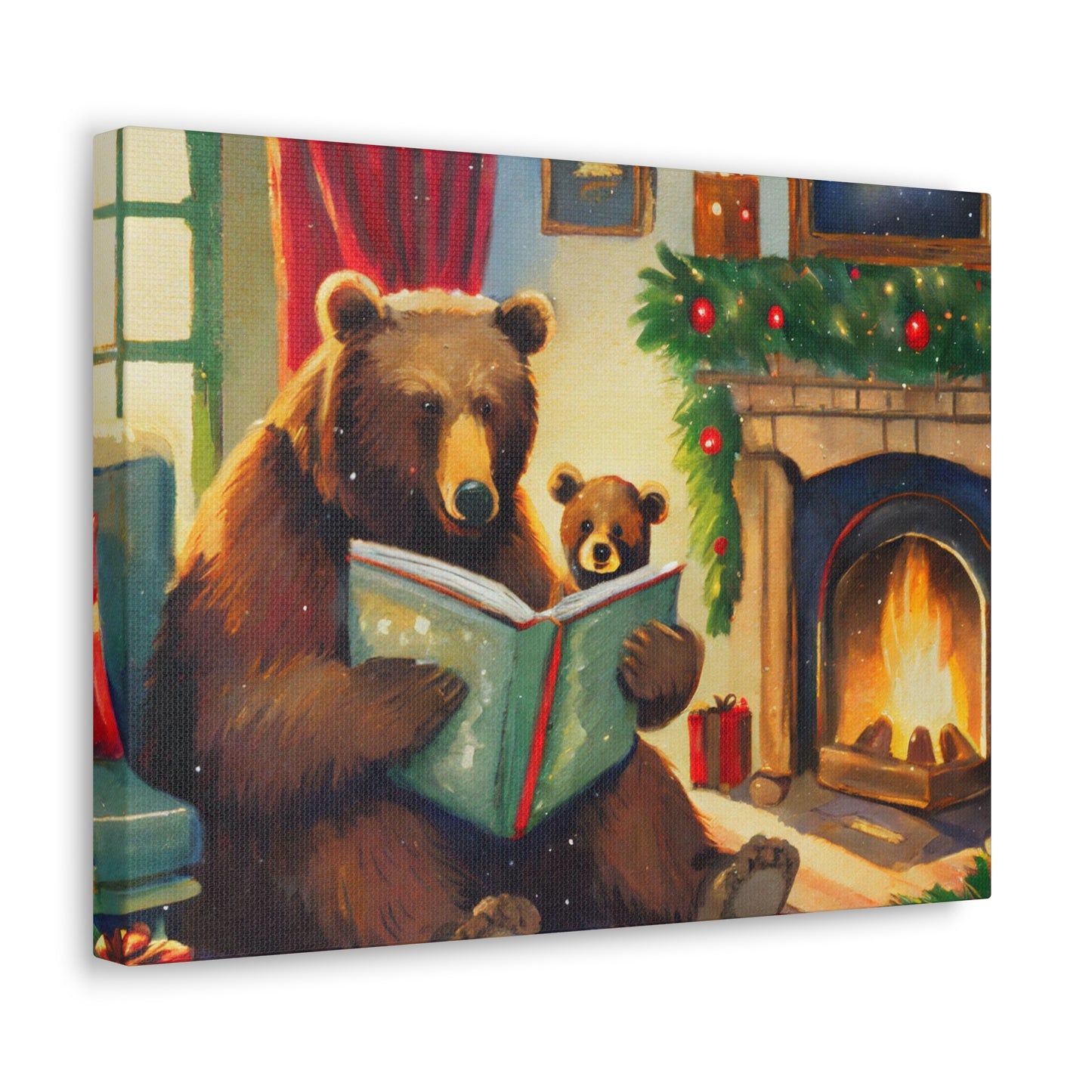 Bear Christmas Story Canvas Wrap